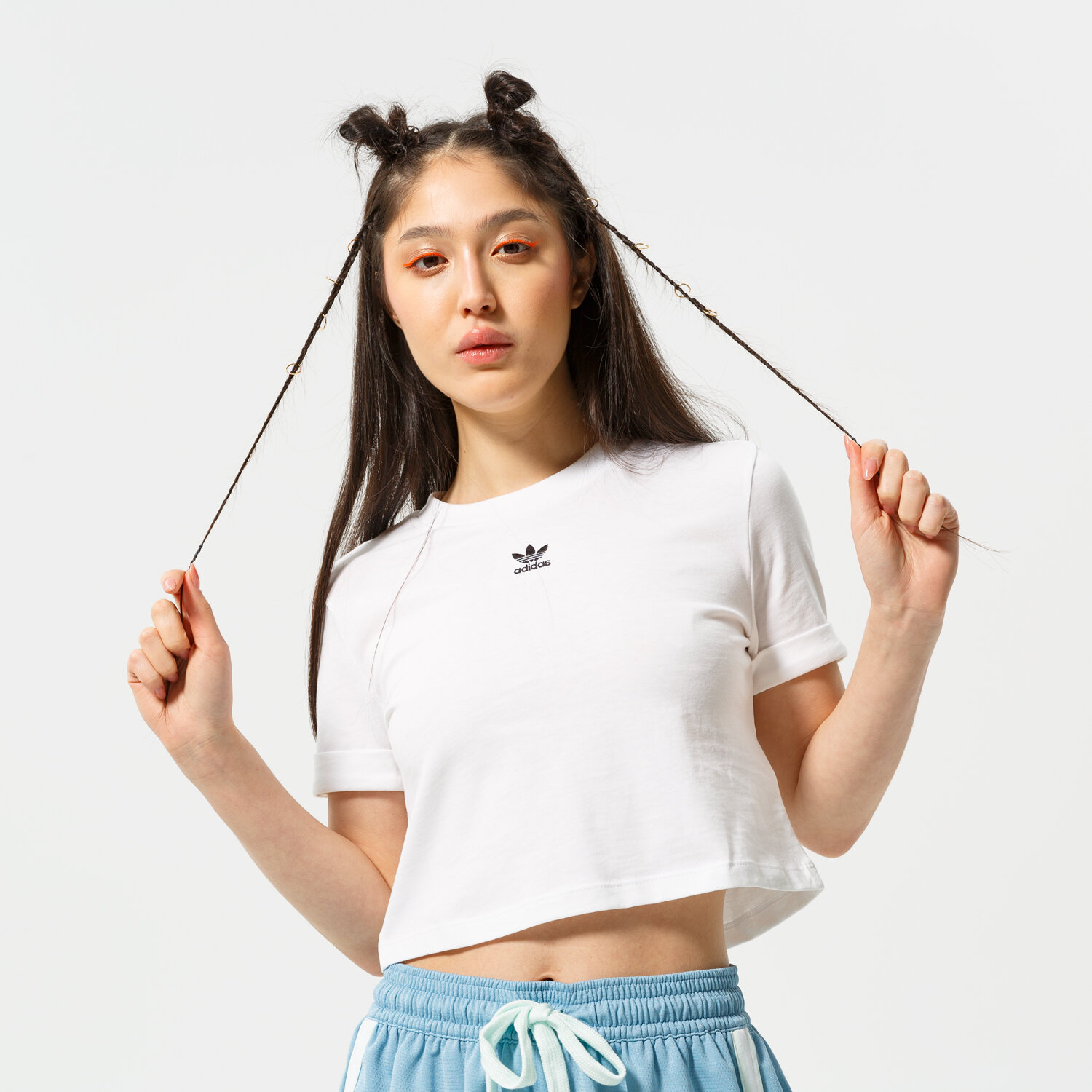 Koszulka, t-shirt damski ADIDAS TOP CROP TOP GN2803 BIAŁY
