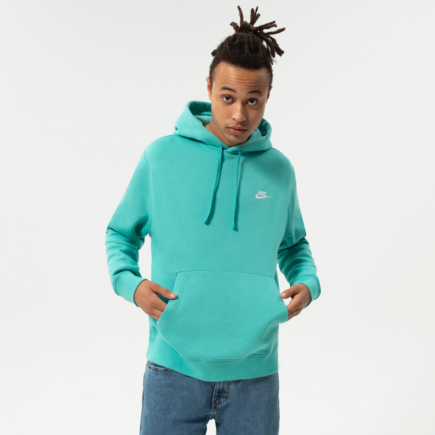Bluza męska NIKE BLUZA Z KAPTUREM SPORTSWEAR CLUB FLEECE BV2654-392 NIEBIESKI