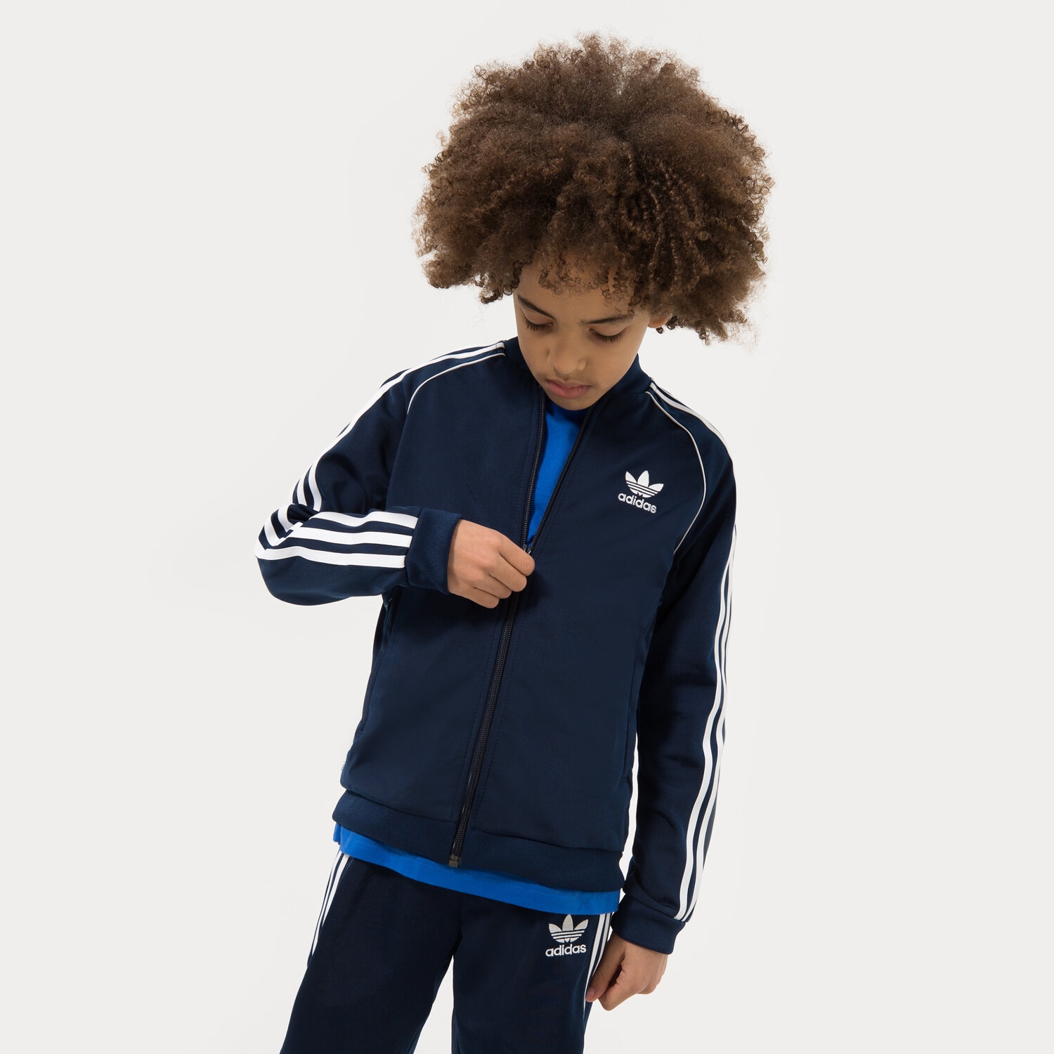 Sportowa bluza dziecięca ADIDAS BLUZA ROZPINANA SST TRACK TOP BOY HK0298 GRANATOWY
