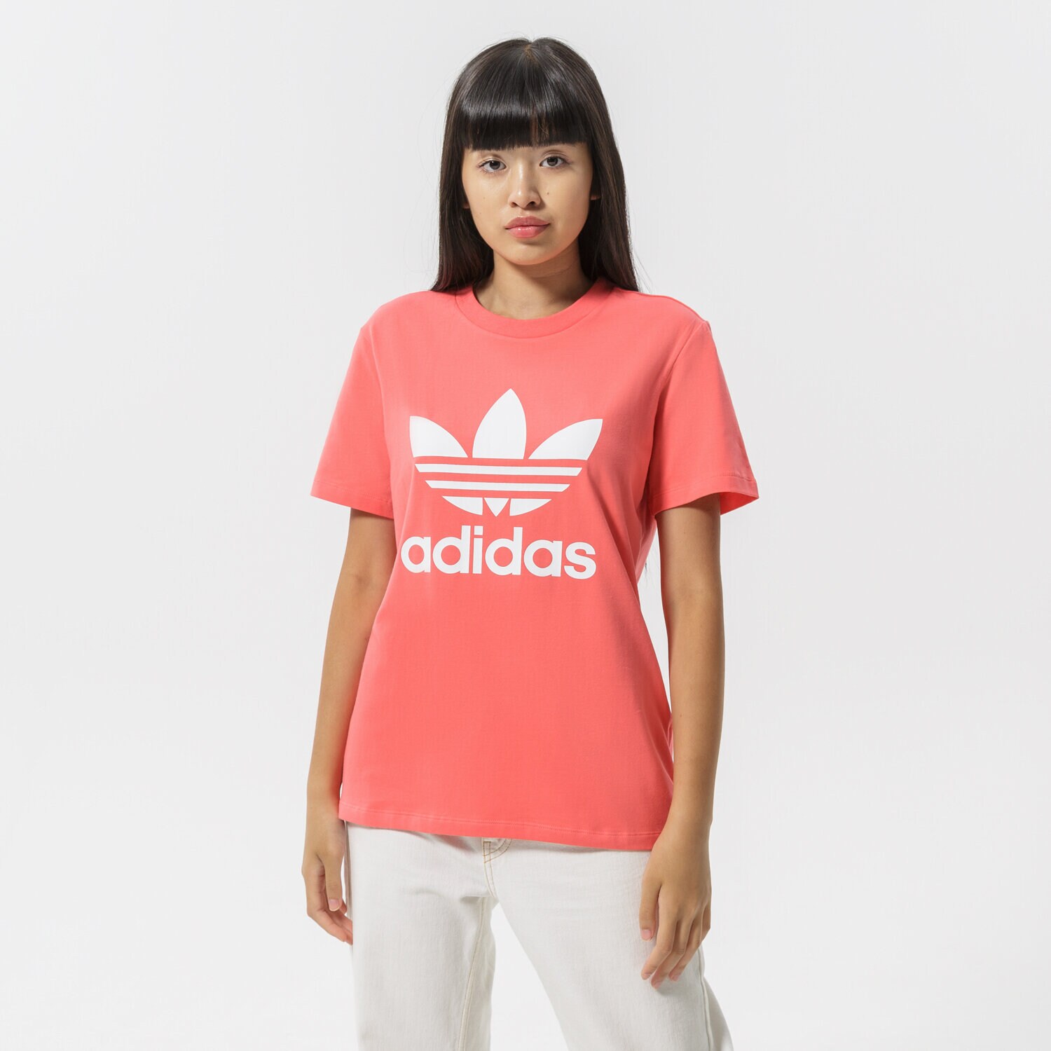 Koszulka, t-shirt damski ADIDAS T-SHIRT TREFOIL HE6871 POMARAŃCZOWY