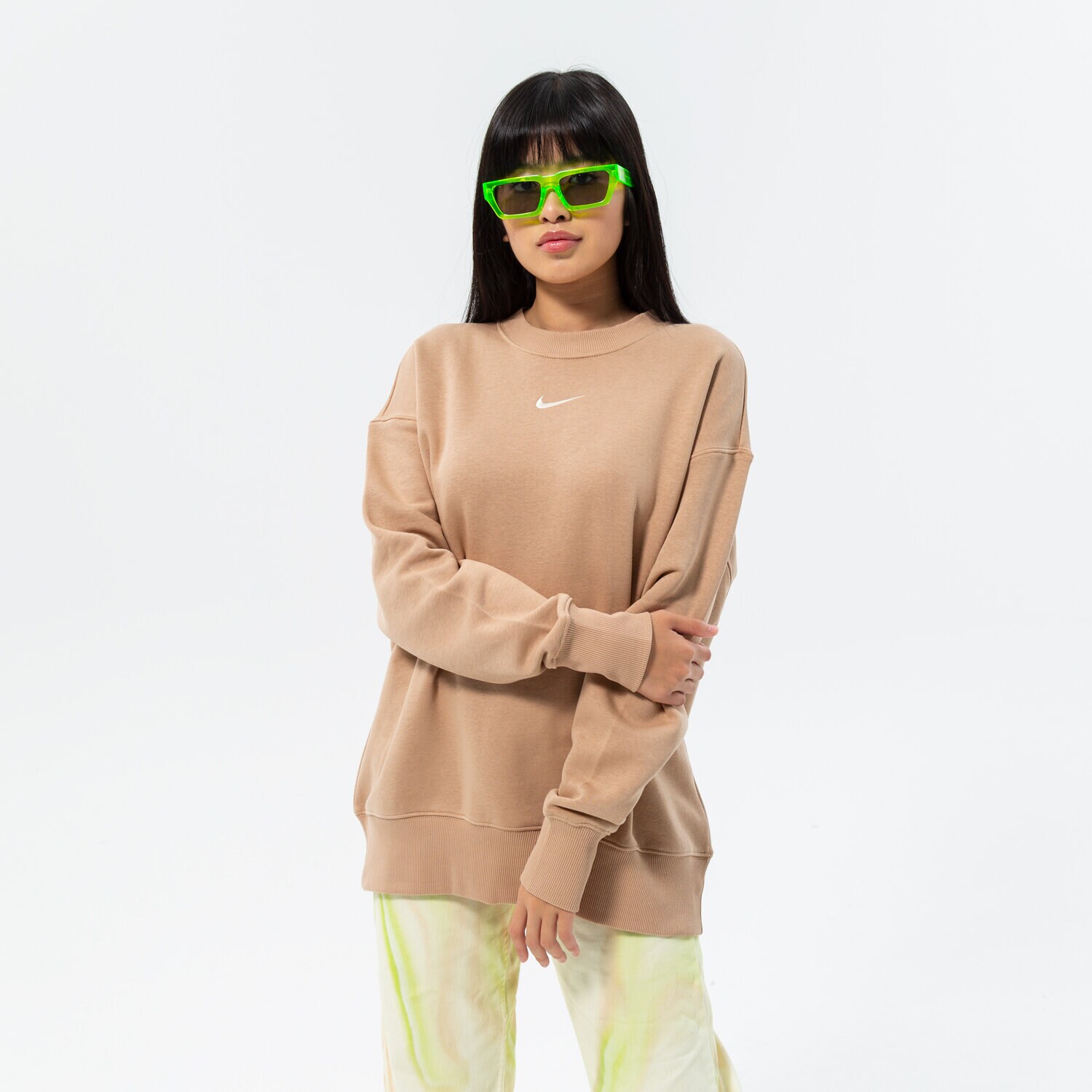 Bluza damska NIKE BLUZA W NSW STYLE FLC CREW OS DQ5733-200 BEŻOWY