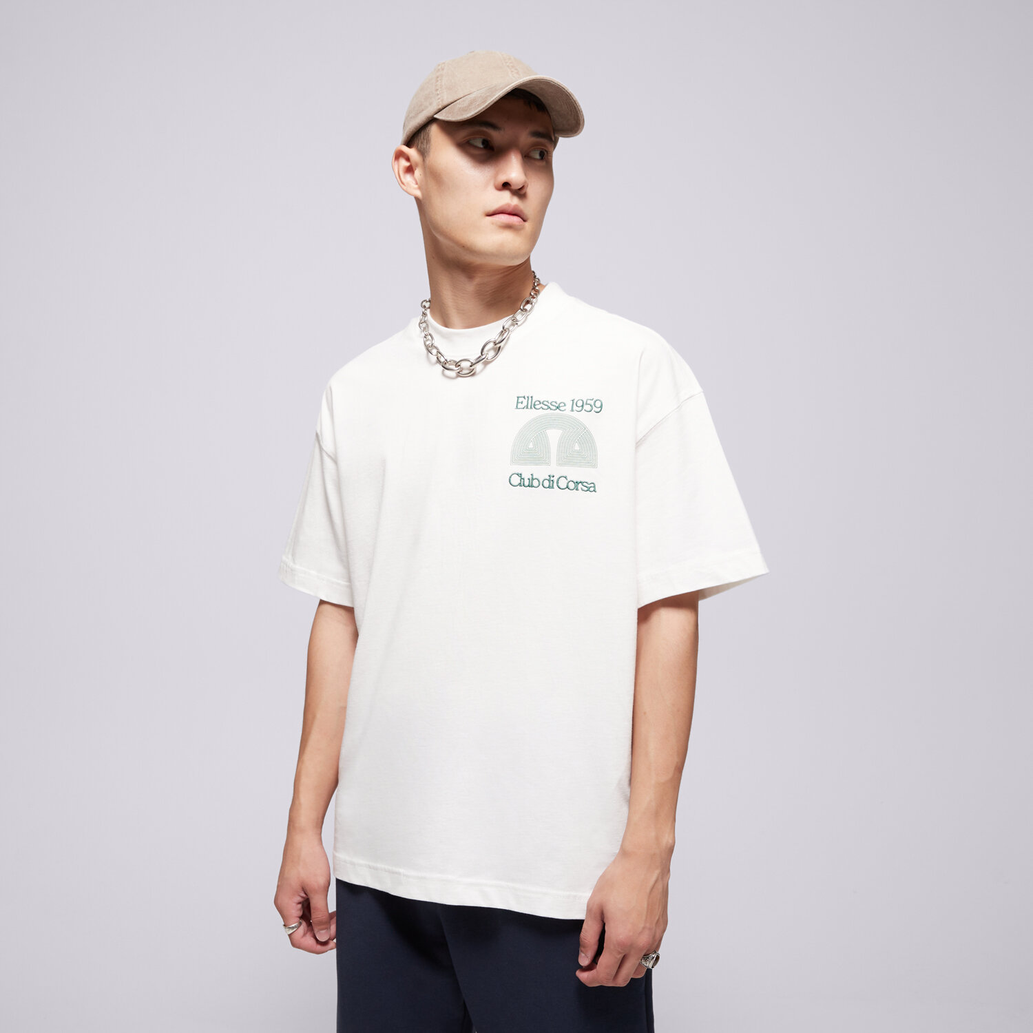 Koszulka, t-shirt sportowy męski ELLESSE T-SHIRT CLUB DI CORSA TEE WHT SHB23147908 BIAŁY