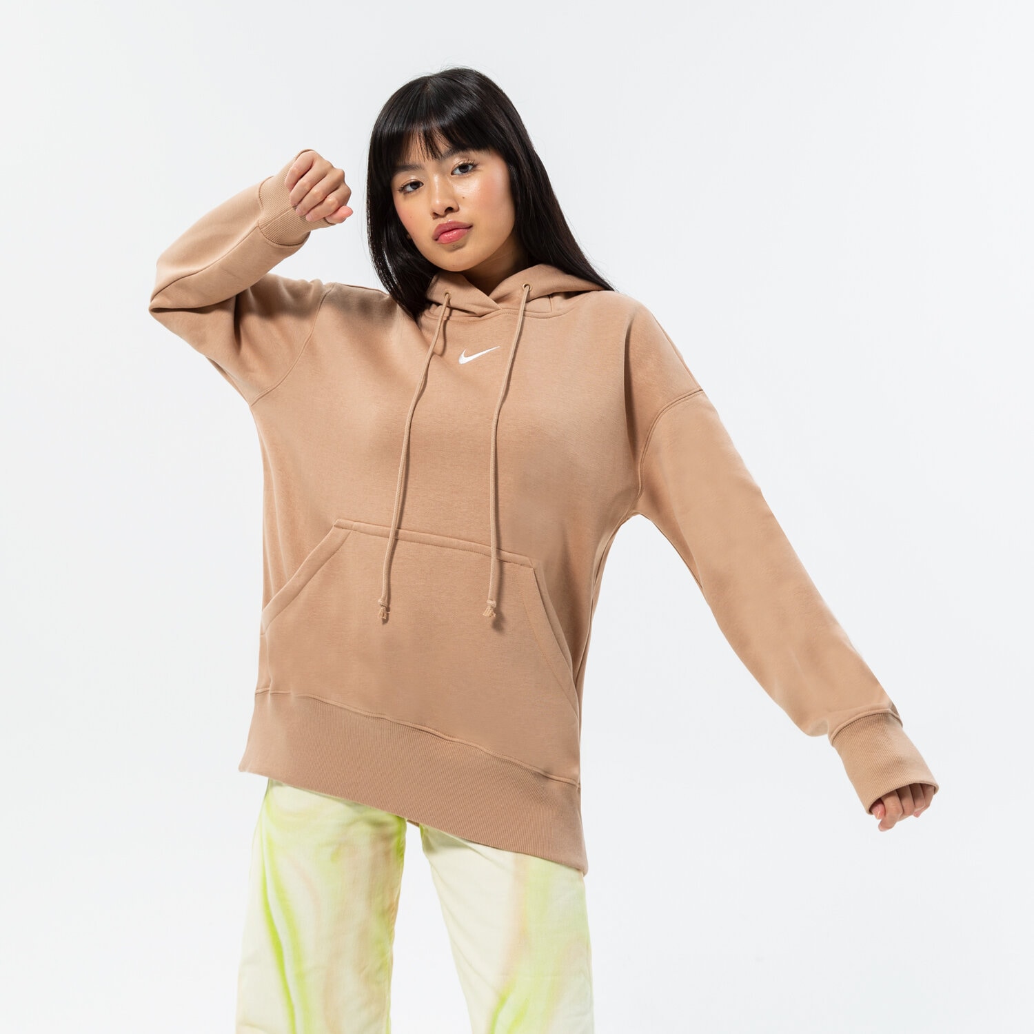 Bluza damska NIKE BLUZA Z KAPTUREM W NSW STYLE FLC PO HOODIE OS DQ5860-200 BEŻOWY