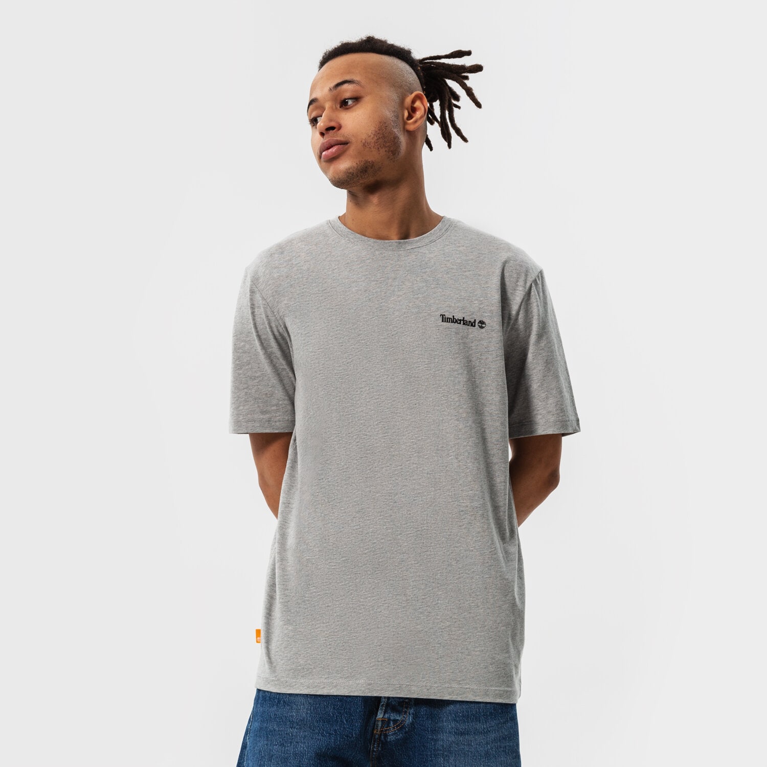 Koszulka, t-shirt sportowy męski TIMBERLAND T-SHIRT SMALL LOGO PRINT TB0A5PGZ0521 SZARY