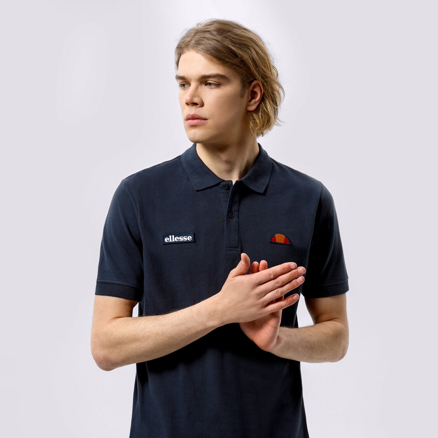 Koszulka, t-shirt sportowy męski ELLESSE POLO MONTURA NAVY SHS04475429 GRANATOWY