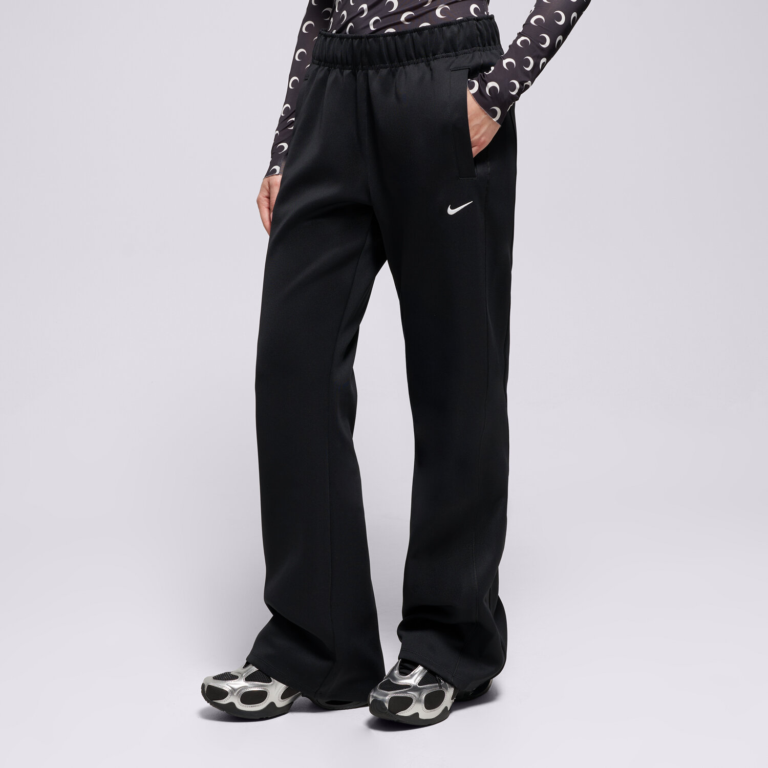 Spodnie sportowe damskie NIKE SPODNIE W NSW NK WR MR POLY KNIT PNT HJ1016-010 CZARNY