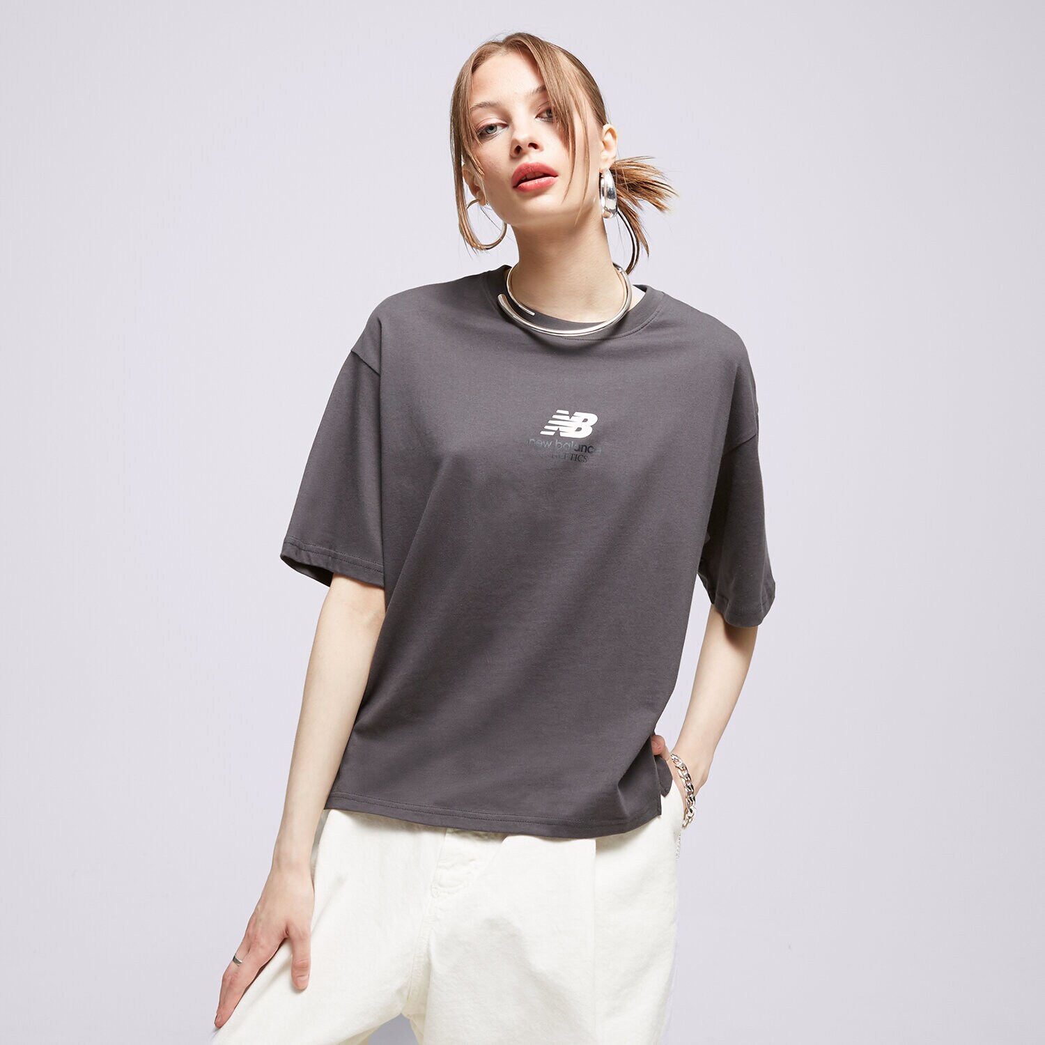 Koszulka, t-shirt damski NEW BALANCE T-SHIRT ATHLETICS REMASTERED COTTO WT31511ACK SZARY