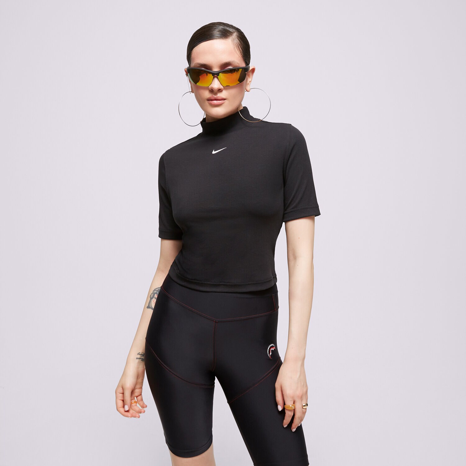 Koszulka, t-shirt damski NIKE T-SHIRT W NSW ESSNTL RIB MOCK SS TOP DV7958-010 CZARNY