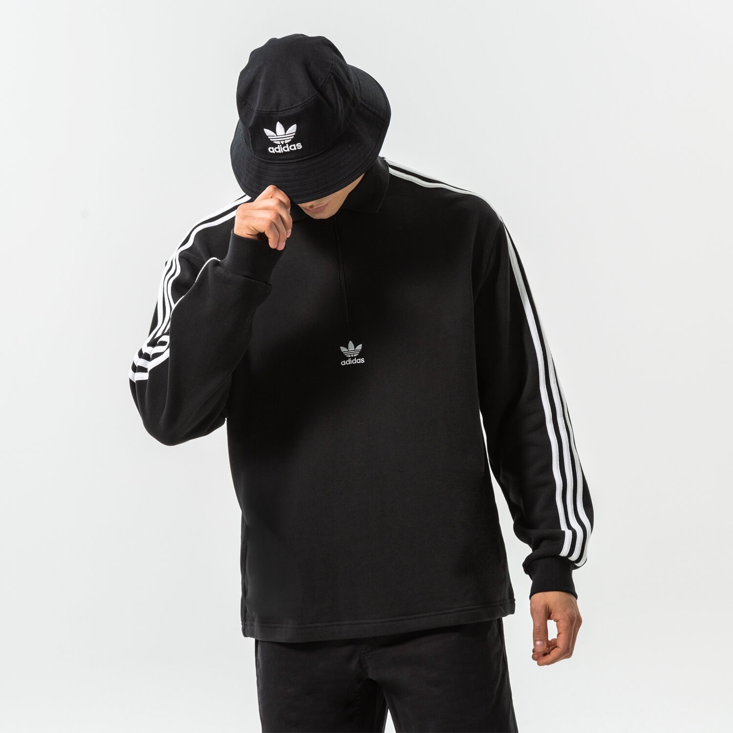 Bluza męska ADIDAS BLUZA 3-STRI-POLO LS HK7425 CZARNY