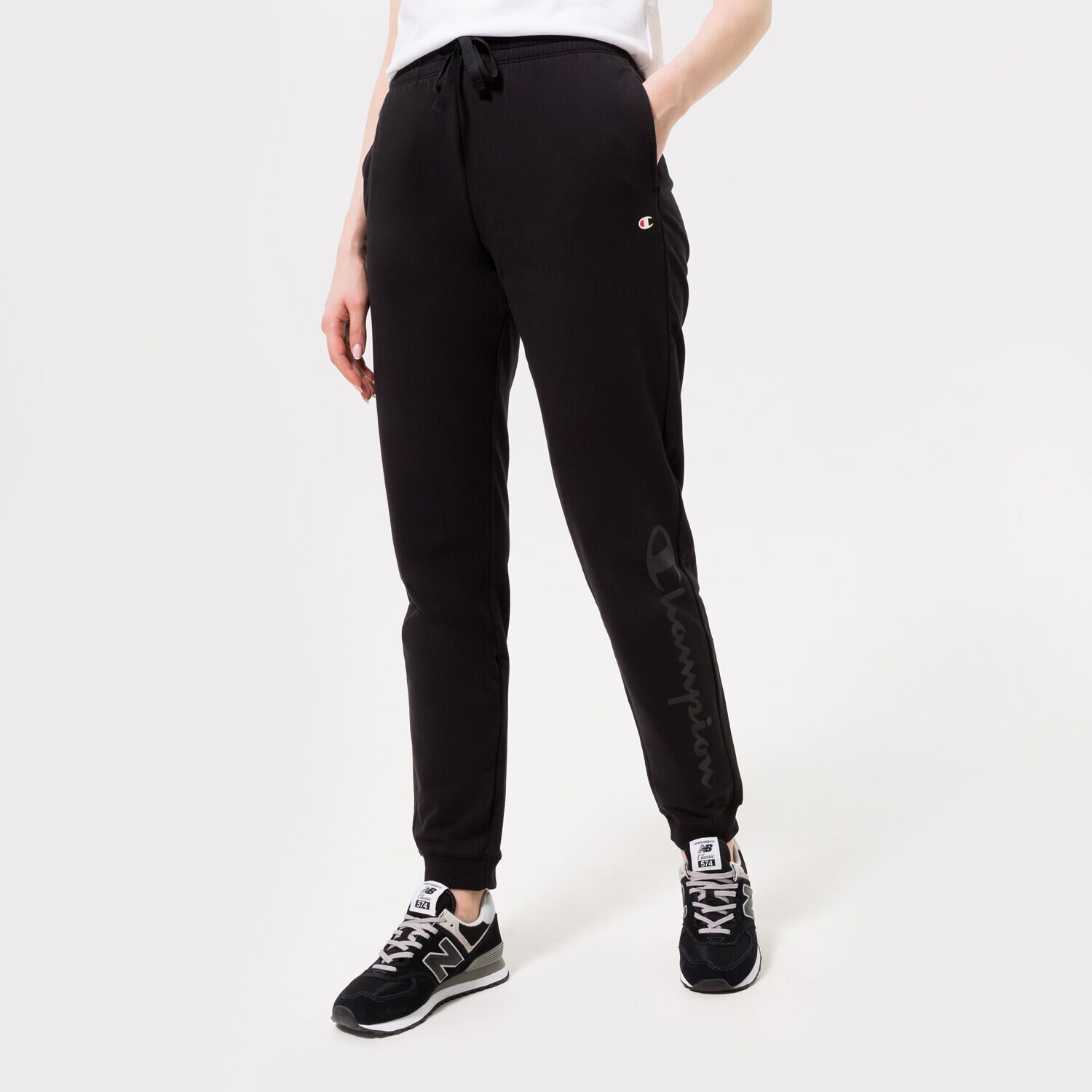 Spodnie sportowe damskie CHAMPION SPODNIE RIB CUFF PANTS 113219KK002 CZARNY