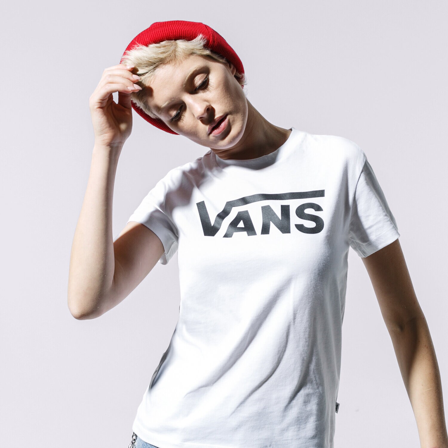 Koszulka, t-shirt damski VANS T-SHIRT FLYING V CREW TEE VN0A3UP4WHT1 BIAŁY
