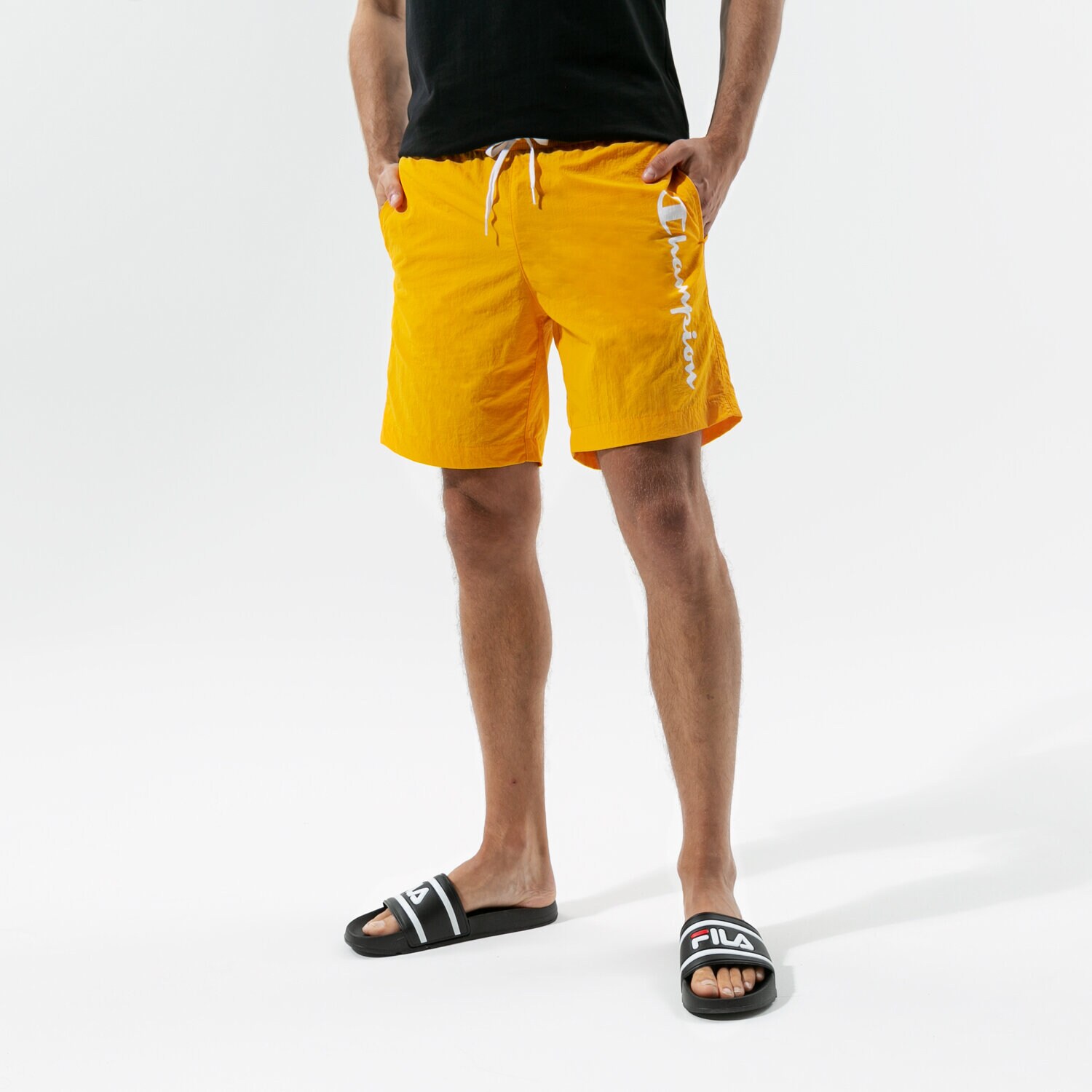 Krótkie spodenki, szorty męskie CHAMPION SZORTY BEACHSHORT 216068YS058 ŻÓŁTY