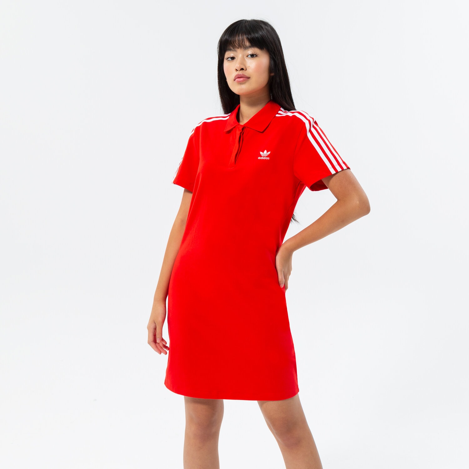 Modna sukienka sportowa ADIDAS SUKIENKA TEE DRESS HM2163 CZERWONY