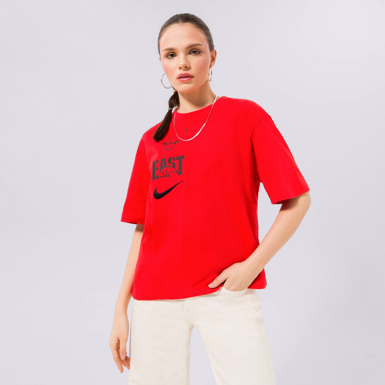 Koszulka, t-shirt damski NIKE T-SHIRT CHI W NK ES VS BOXY TEE NBA DZ0196-657 CZERWONY