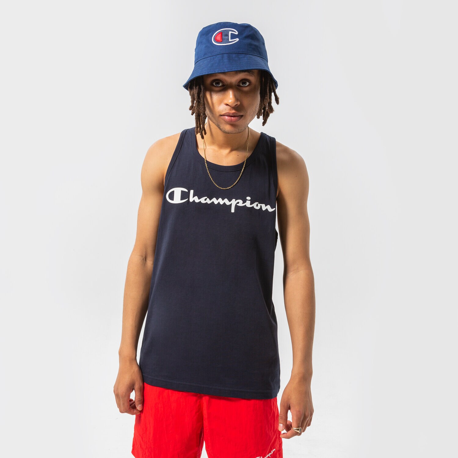 Koszulka, t-shirt sportowy męski CHAMPION TANK TANK TOP 217148BS501 GRANATOWY