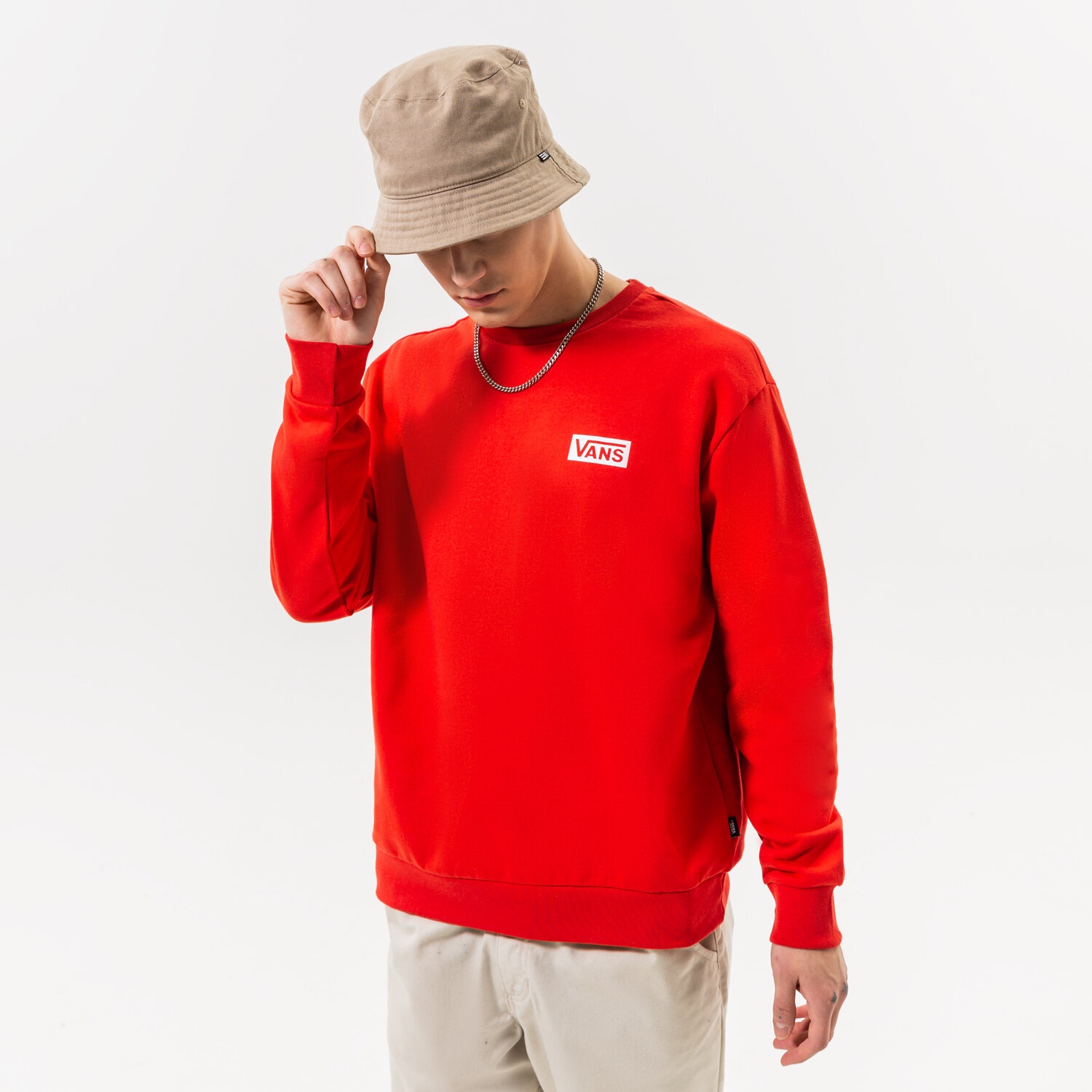Bluza męska VANS BLUZA FOUNDATION MINI LOGO CREW VN0007FP6UA CZERWONY