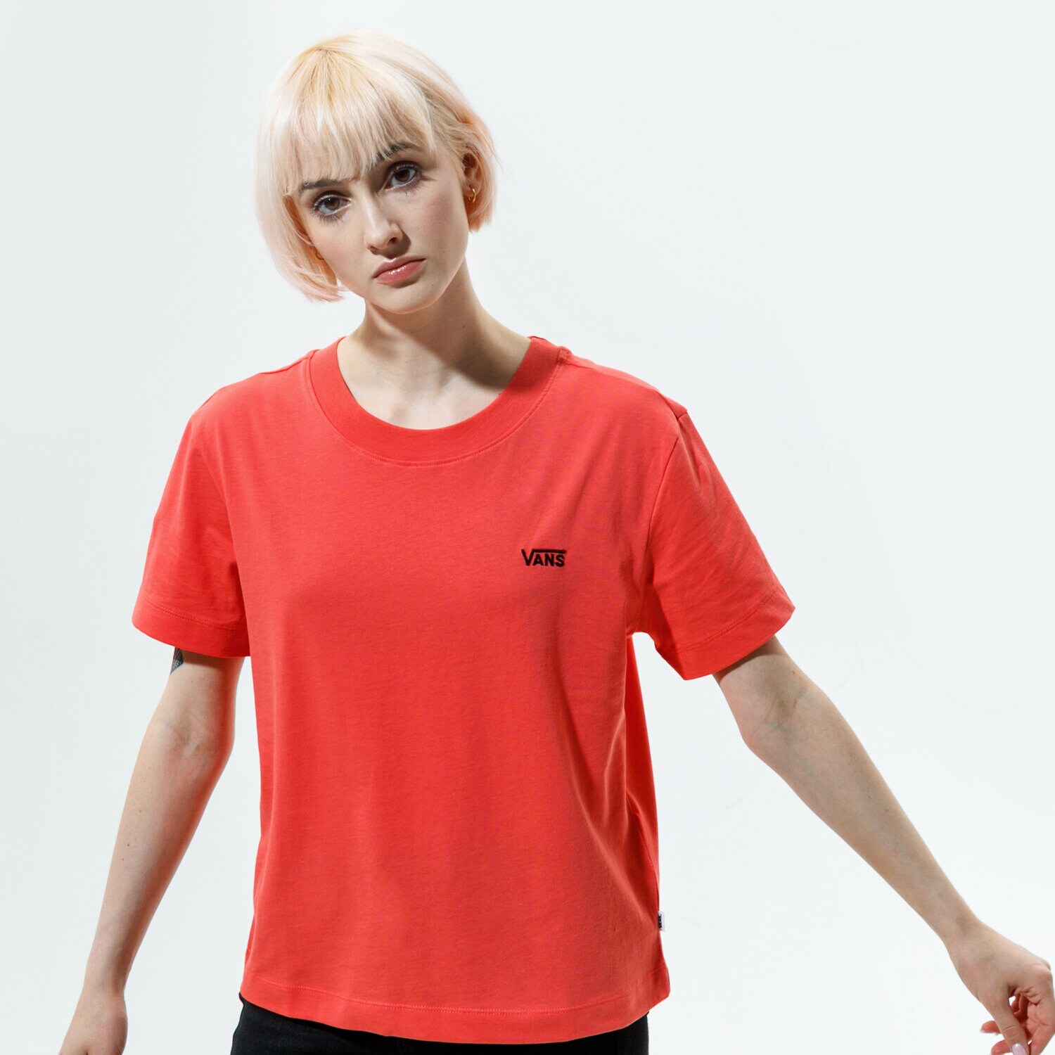 Koszulka, t-shirt damski VANS T-SHIRT WM JUNIOR V BOXY HOT CORAL VN0A4MFLLM31 POMARAŃCZOWY