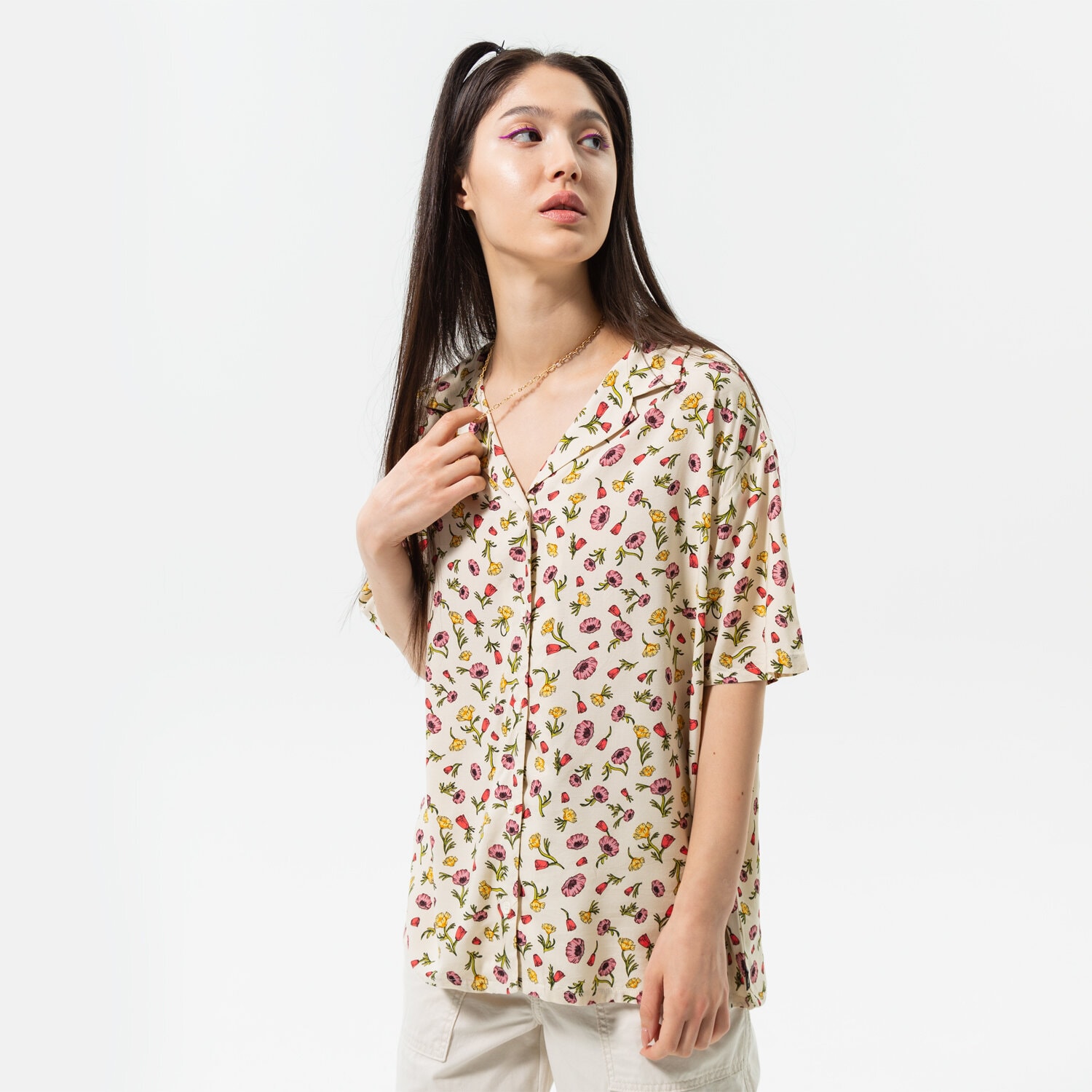 Koszulka, t-shirt damski VANS TOP WYLD PRINTED SS TOP VN0A7RMKFS81 BIAŁY