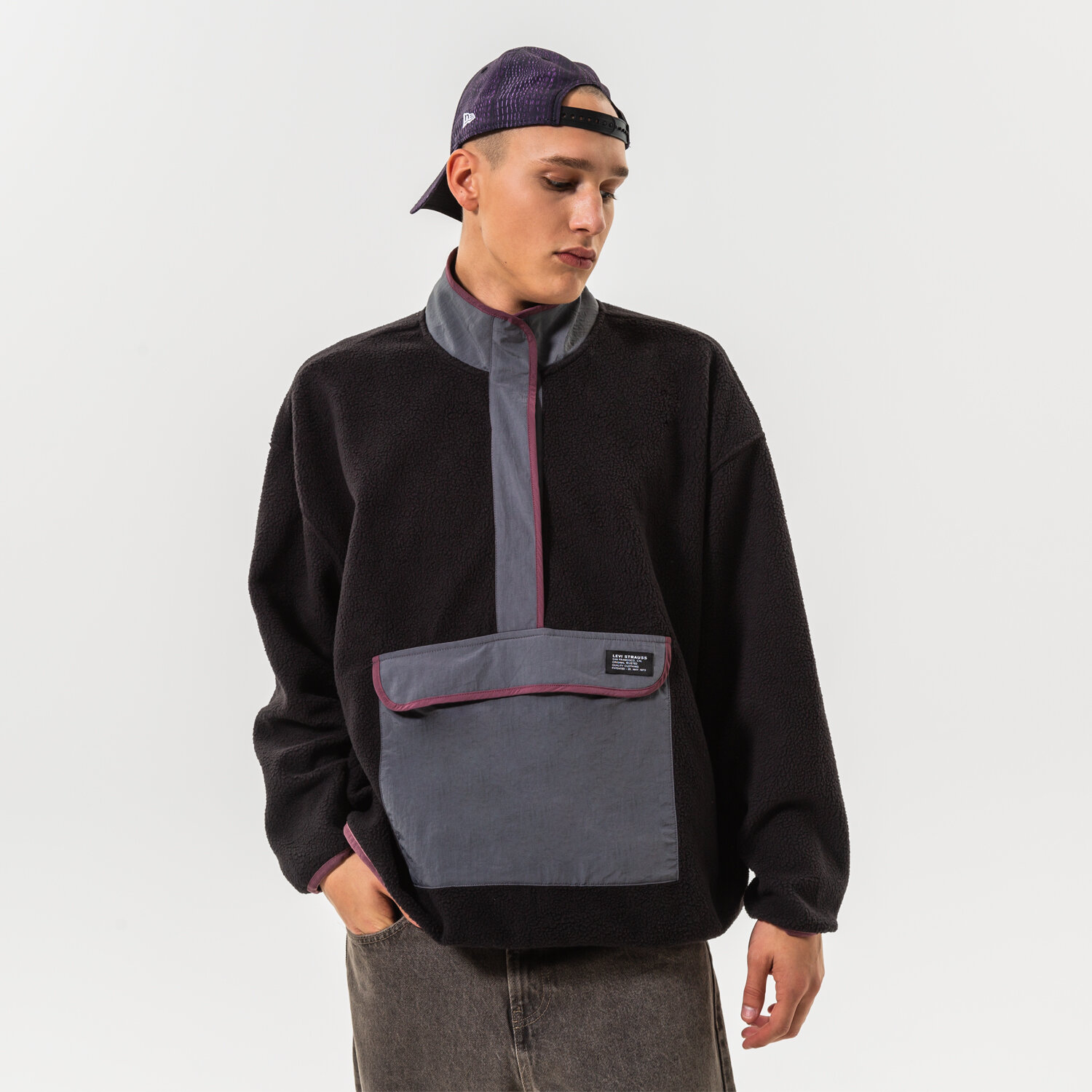 Bluza męska LEVI'S POLAR POLAR FLEECE MOCK NECK A3301-0000 CZARNY