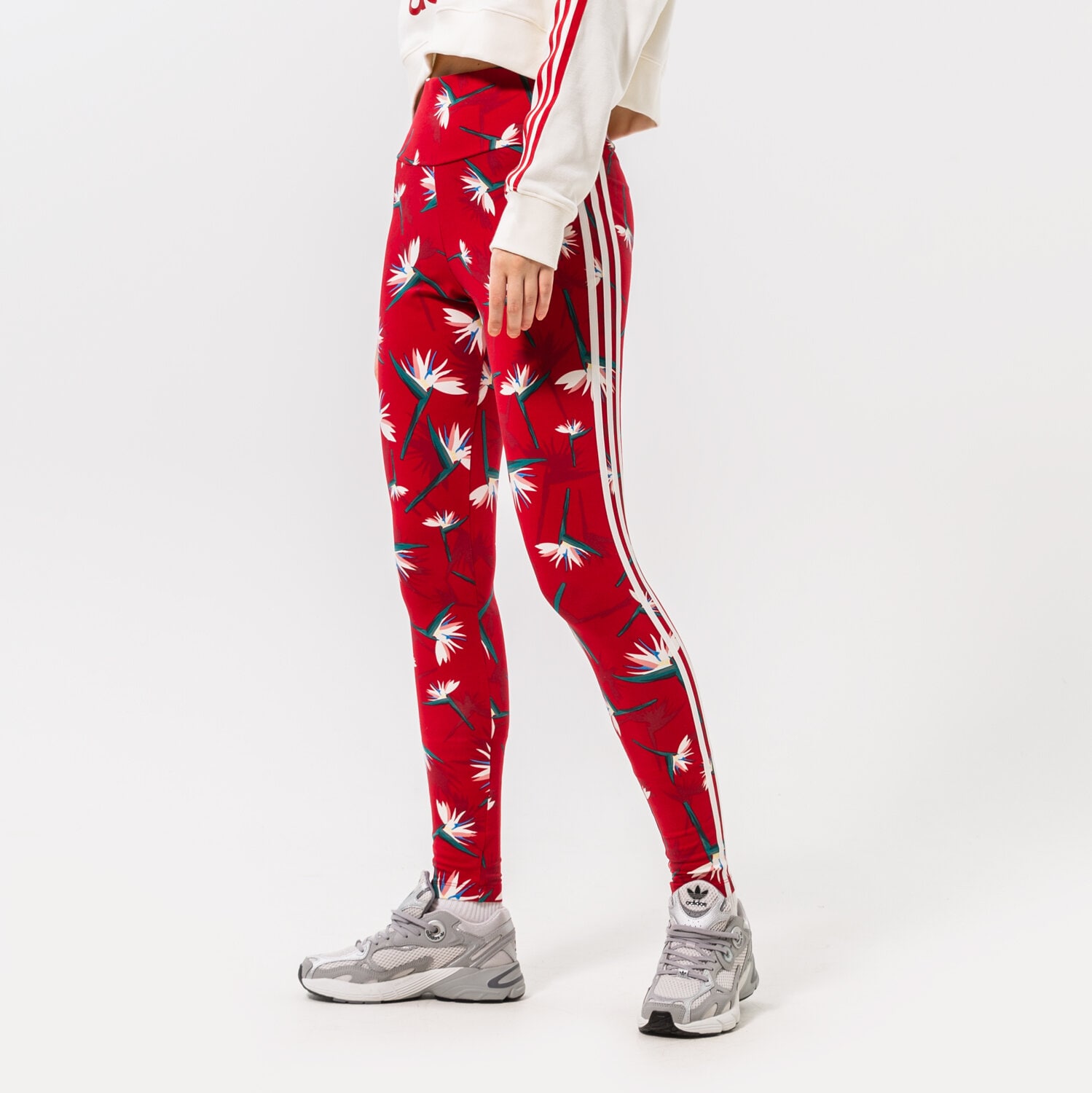 Spodnie sportowe damskie ADIDAS LEGGINGS THEBE MAGUGU X ADIDAS HK5214 CZERWONY