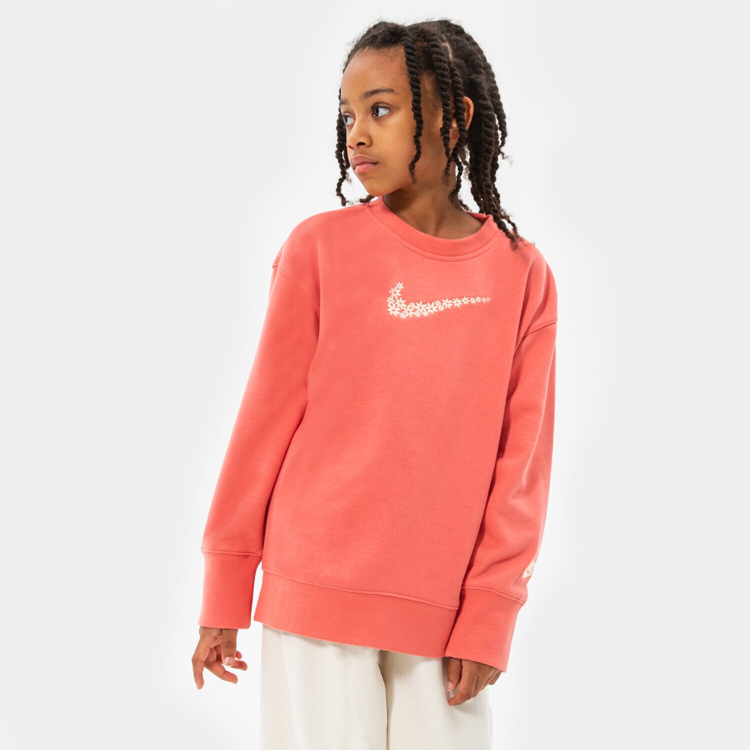 Sportowa bluza dziecięca NIKE BLUZA G NSW FT BF CREW GIRL DM8210-603 RÓŻOWY