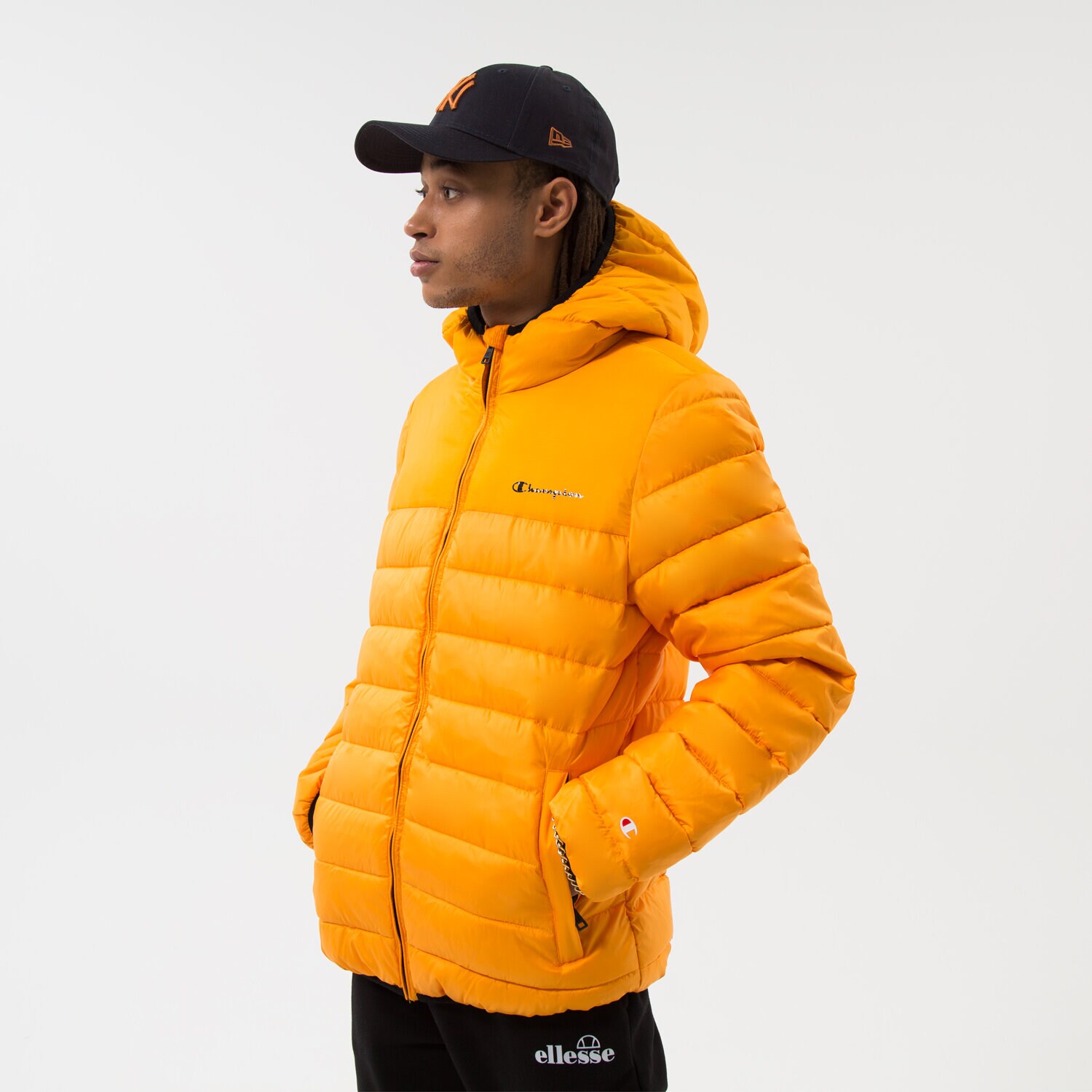 Kurtka zimowa męska CHAMPION KURTKA ZIMOWA HOODED JACKET 218073YS113 Neon różowy