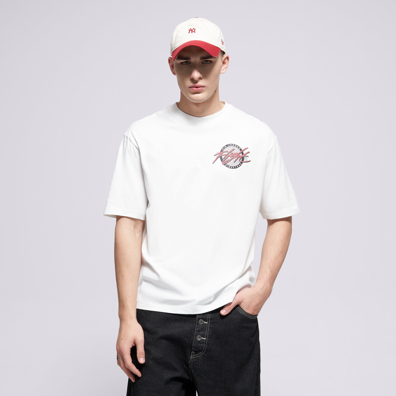 Koszulka, t-shirt sportowy męski JORDAN T-SHIRT M J FLT SS CREW IF3067-100 BIAŁY