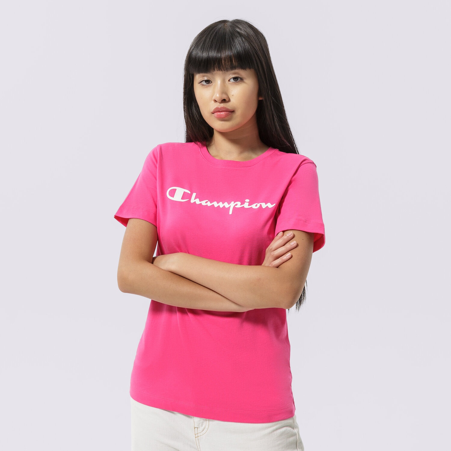 Koszulka, t-shirt damski CHAMPION T-SHIRT CREWNECK T-SHIRT 114911PS025 RÓŻOWY
