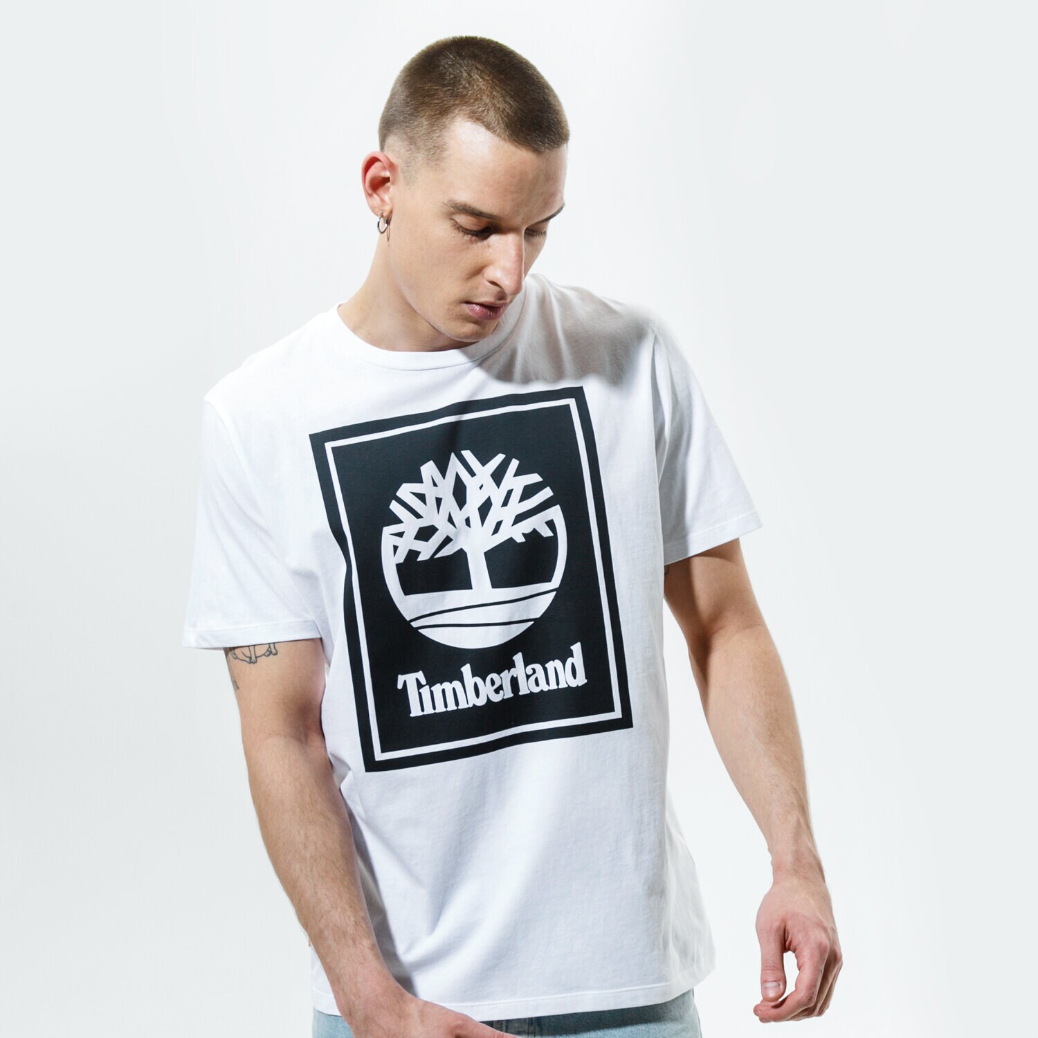 Koszulka, t-shirt sportowy męski TIMBERLAND T-SHIRT YC CORE+ STACK LOGO TEE TB0A2AJ1P541 BIAŁY