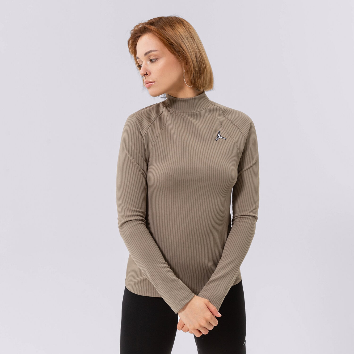 Koszulka, t-shirt damski JORDAN T-SHIRT W J FLIGHT LS RIB TOP DV1420-351 ZIELONY