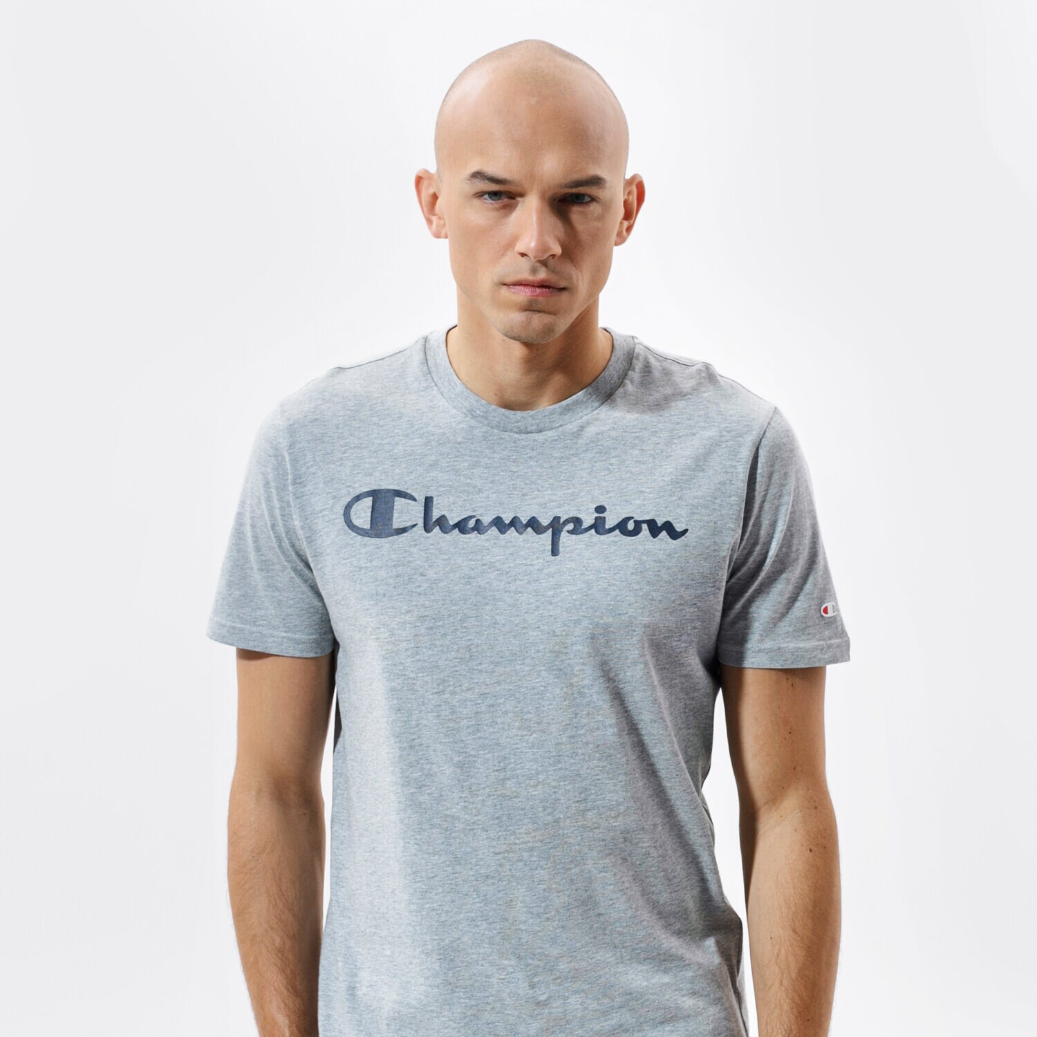 Koszulka, t-shirt sportowy męski CHAMPION T-SHIRT CREWNECK T-SHIRT 216957EM006 SZARY