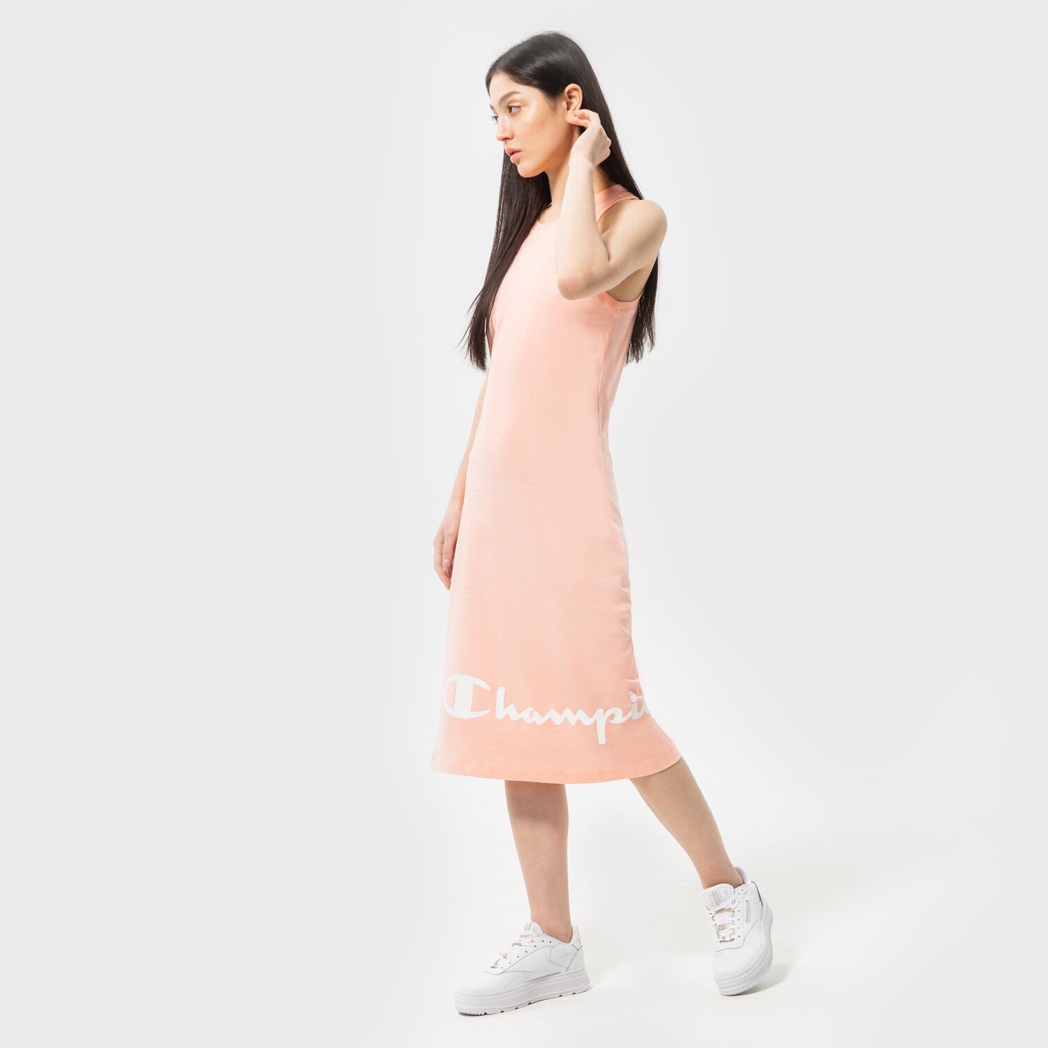 Modna sukienka sportowa CHAMPION SUKIENKA DRESS 114889PS012 POMARAŃCZOWY