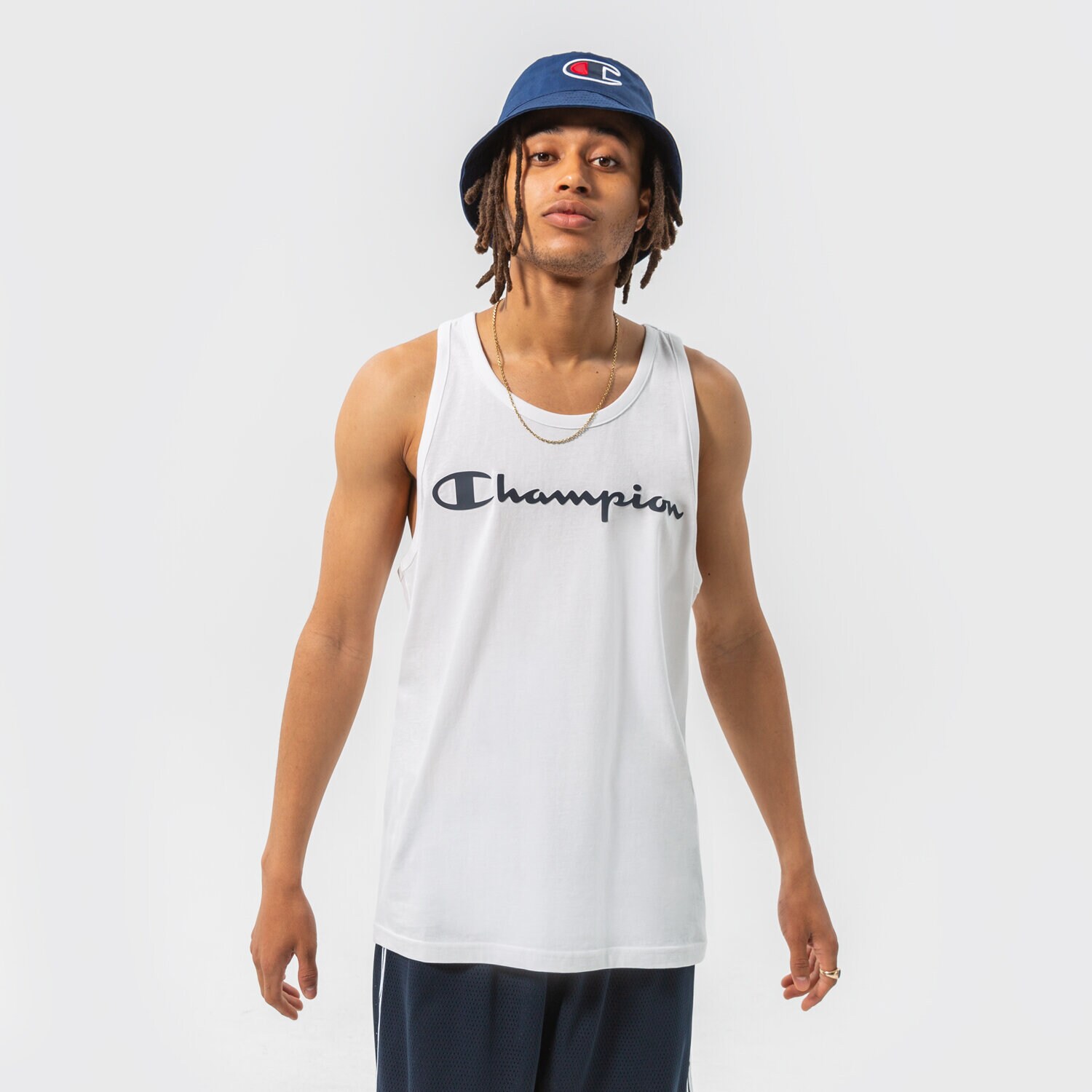 Koszulka, t-shirt sportowy męski CHAMPION TANK TANK TOP 217148WW001 BIAŁY