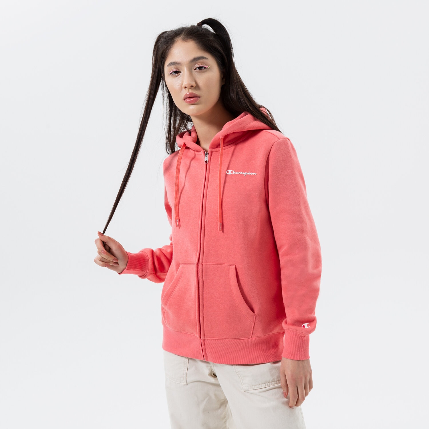 Bluza damska CHAMPION BLUZA ROZPINANA HOODED FULL ZIP 115398PS171 RÓŻOWY