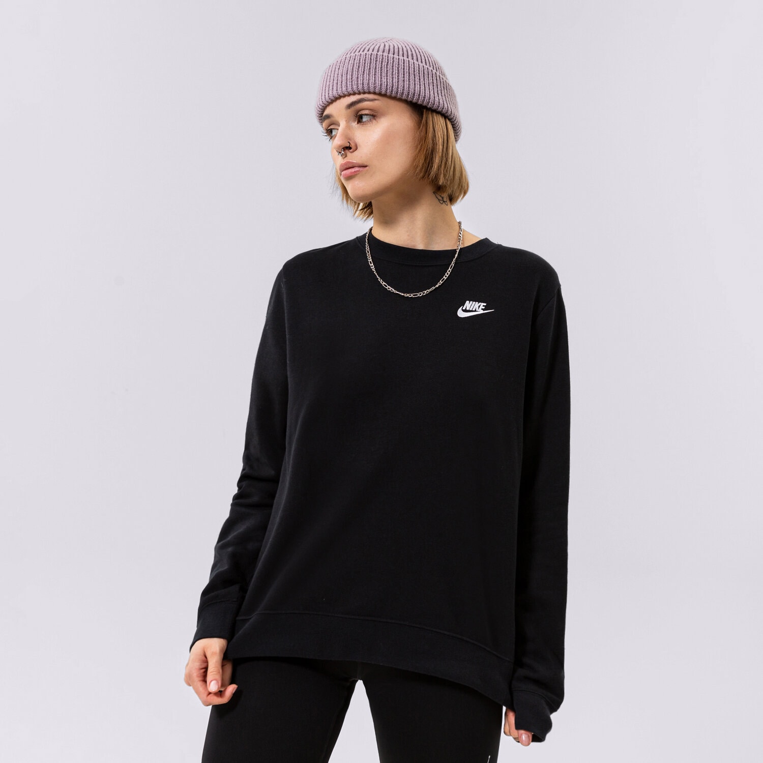 Bluza damska NIKE BLUZA W NSW CLUB FLC CREW STD DQ5473-010 CZARNY