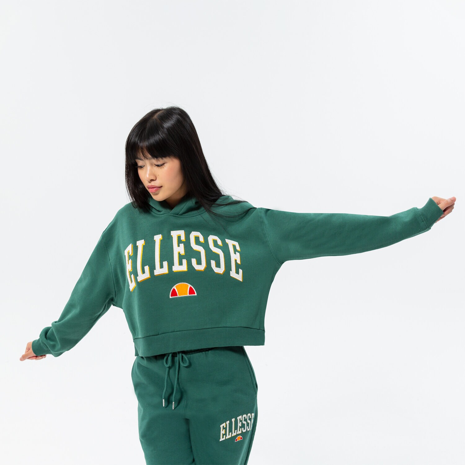 Bluza damska ELLESSE BLUZA Z KAPTUREM RAMO CROP HOODY DGREEN SGP15918502 ZIELONY