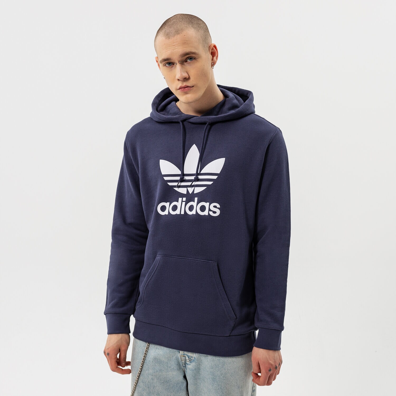 Bluza męska ADIDAS BLUZA Z KAPTUREM TREFOIL HOODY HE9497 GRANATOWY