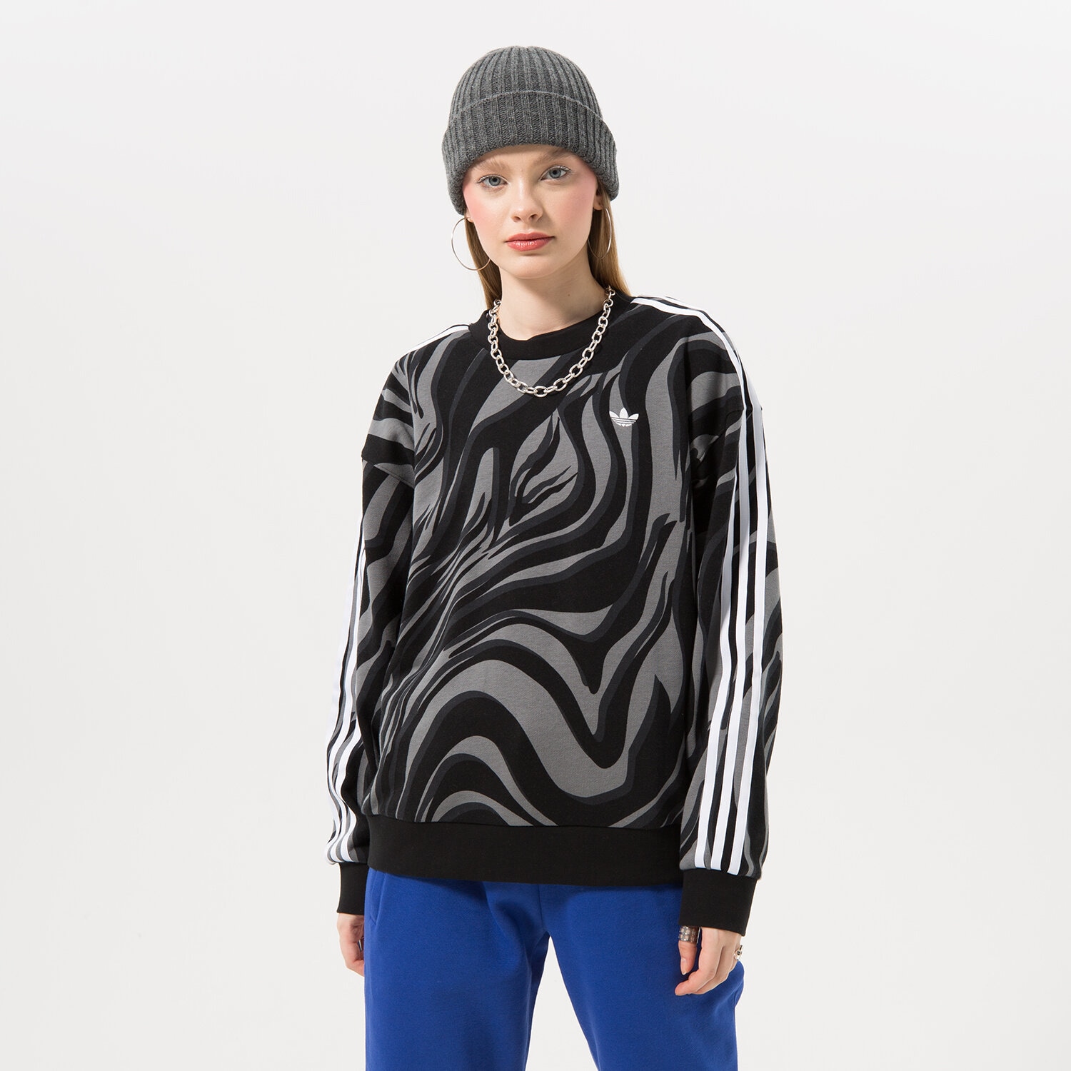 Bluza damska ADIDAS BLUZA AOP SWEATSHIRT IJ8188 CZARNY