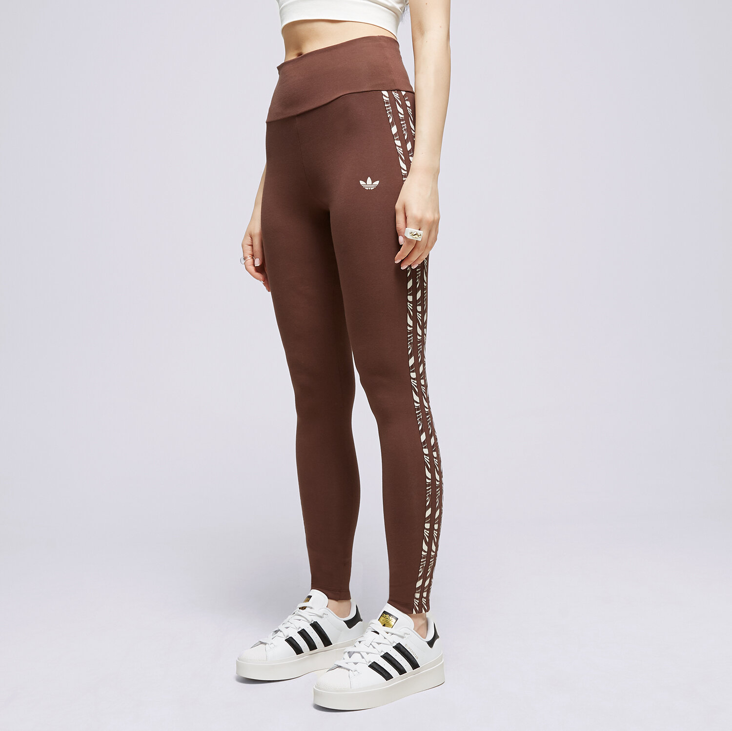 Spodnie sportowe damskie ADIDAS LEGGINGS ABSTRACT ANIMAL PRINT IJ8185 BRĄZOWY