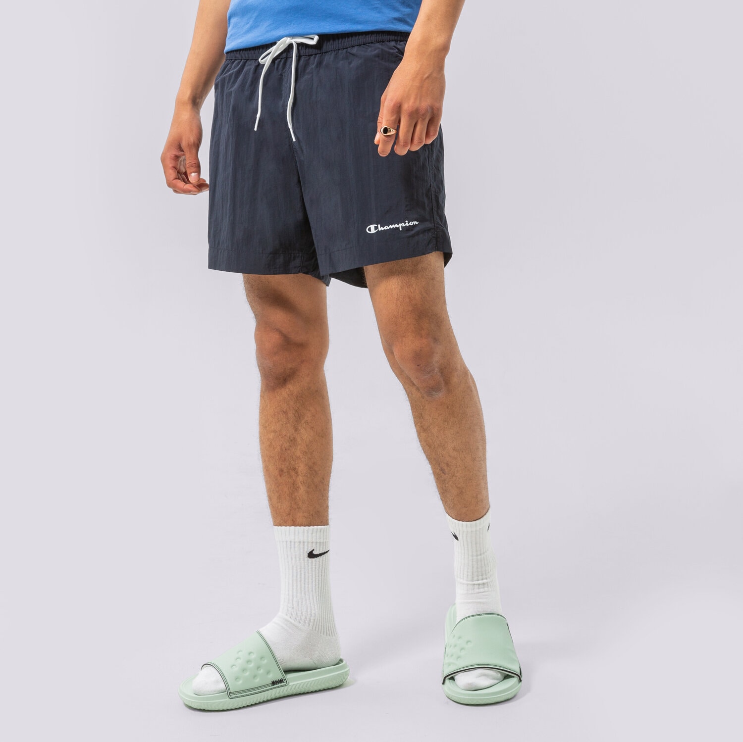 Krótkie spodenki, szorty męskie CHAMPION SZORTY BEACHSHORT 216069BS517 GRANATOWY