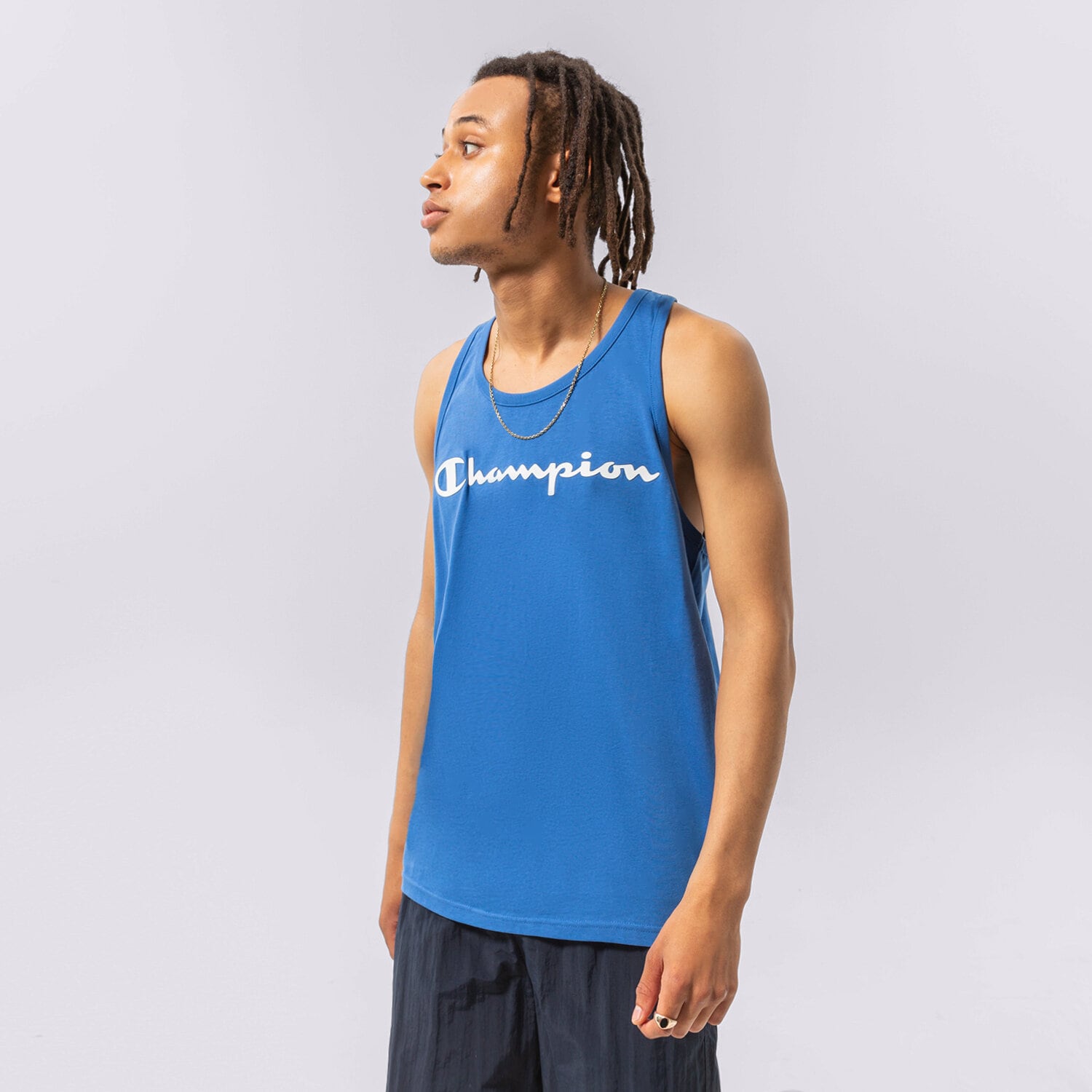 Koszulka, t-shirt sportowy męski CHAMPION TANK TANK TOP 217148BS007 NIEBIESKI