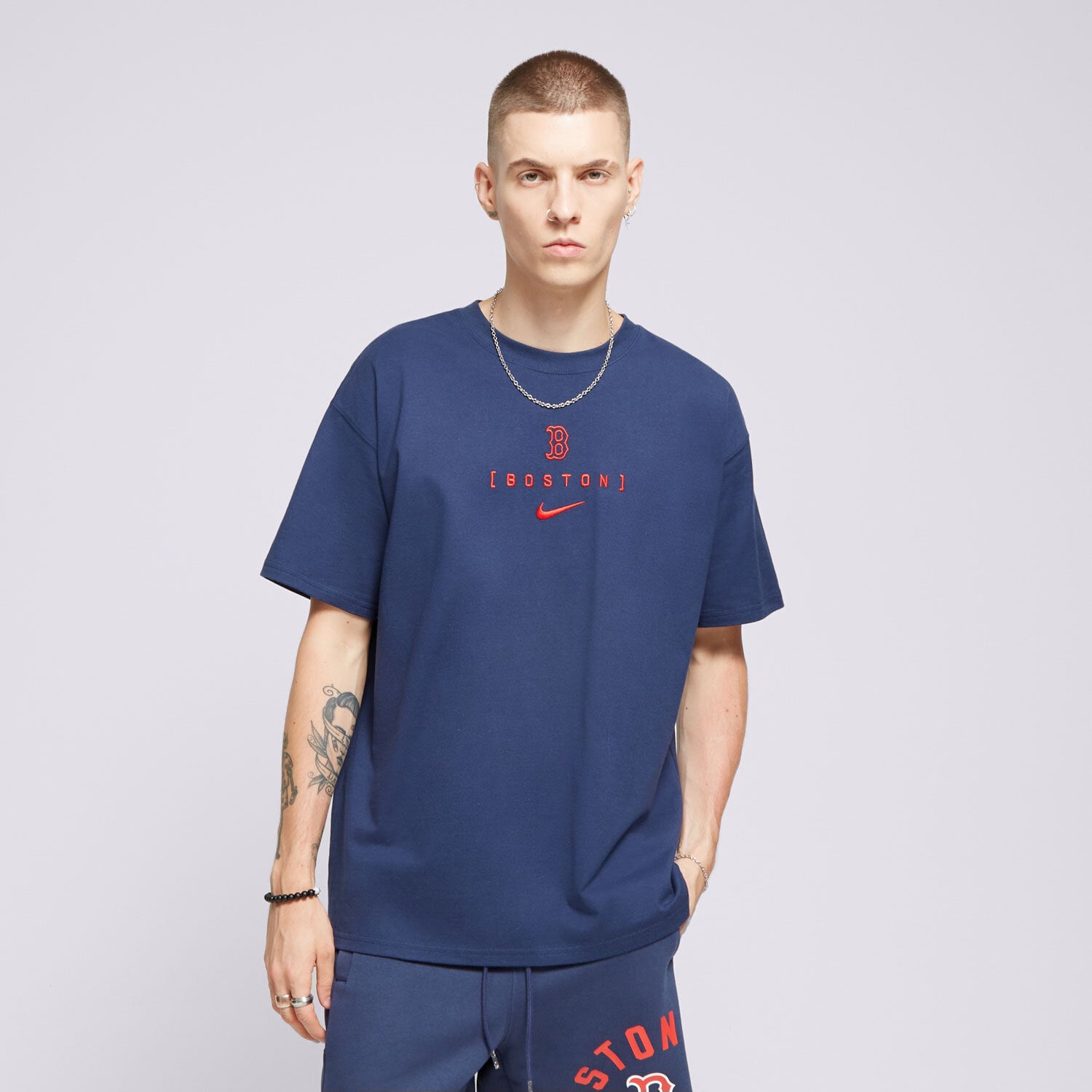 Koszulka, t-shirt sportowy męski NIKE T-SHIRT BOSTON RED SOX MLB 01AY-44B-BQ-JNS GRANATOWY