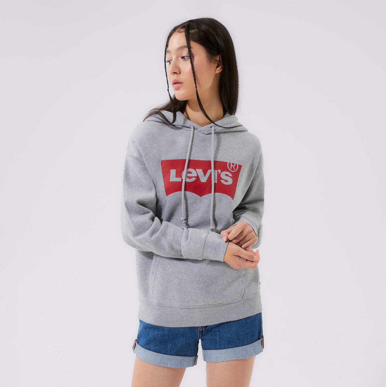 Bluza damska LEVI'S BLUZA Z KAPTUREM GRAPHIC STANDARD HOODIE 18487-0020 SZARY