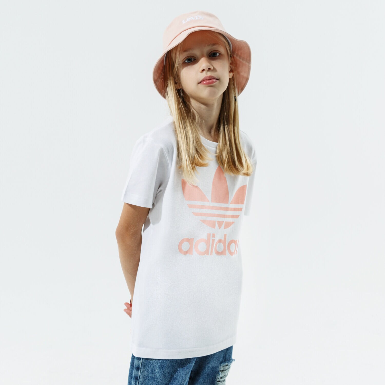Koszulka, t-shirt dla dzieci ADIDAS T-SHIRT GIRLS' TREFOIL BOYFRIEND GIRL H35618 BIAŁY