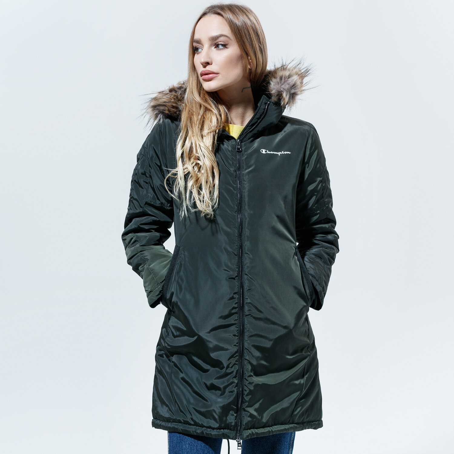 Kurtka zimowa damska CHAMPION KURTKA ZIMOWA PARKA JACKET WW 114371GS547 KHAKI