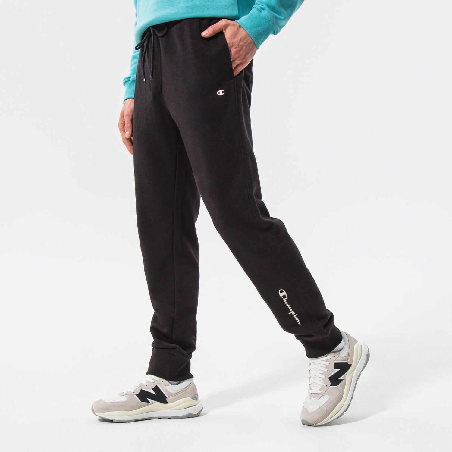 Spodnie sportowe męskie CHAMPION SPODNIE RIB CUFF PANTS 217217KK001 CZARNY