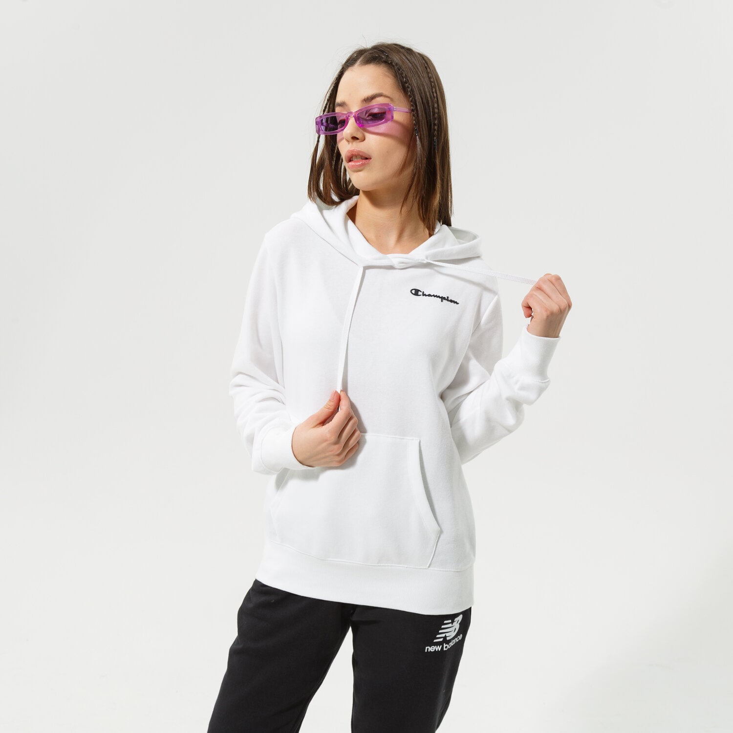 Bluza damska CHAMPION BLUZA Z KAPTUREM HOODED SWEATSHIRT 114859WW001 BIAŁY