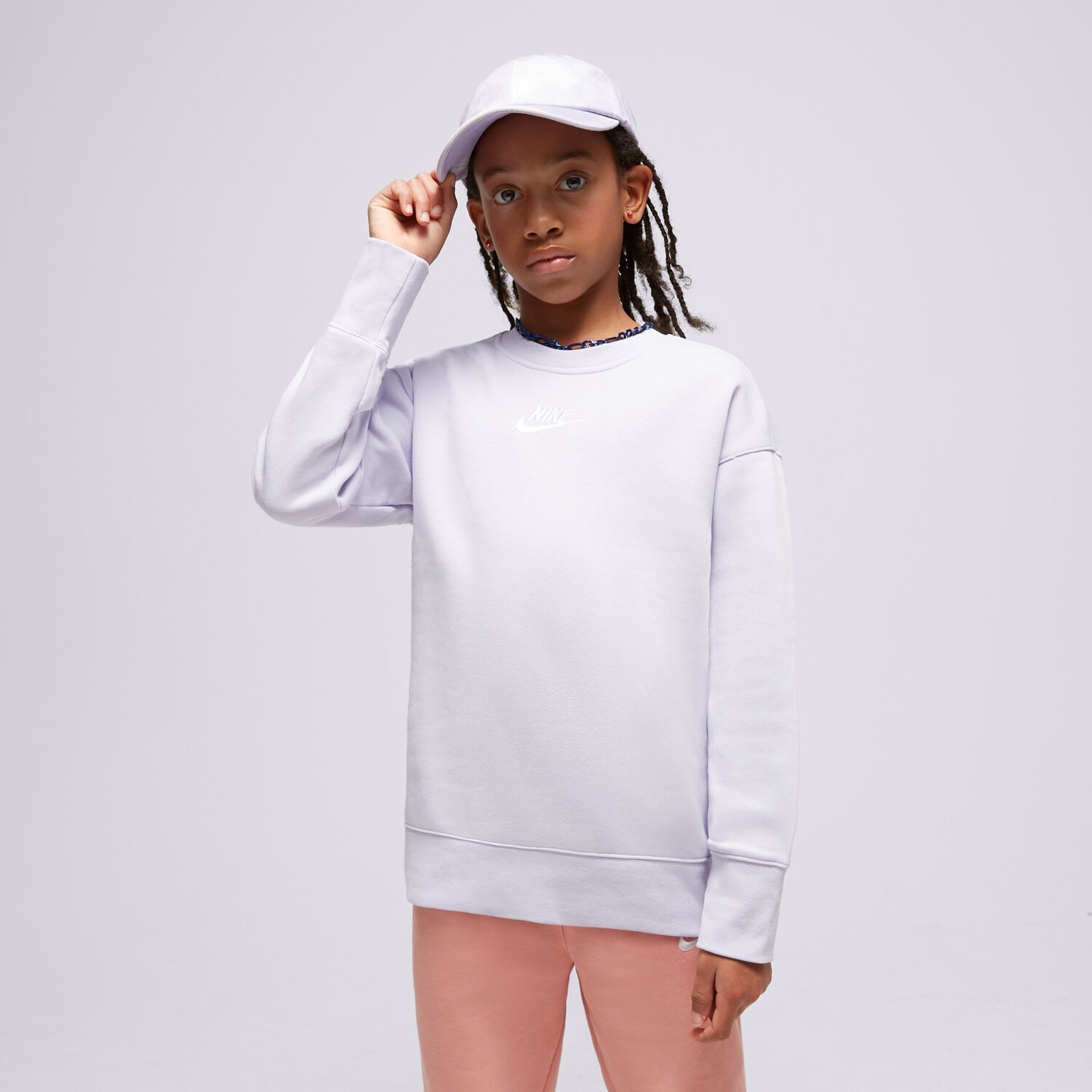 Sportowa bluza dziecięca NIKE BLUZA G NSW CLUB FLC BF CREW LBR DD7473-536 NIEBIESKI