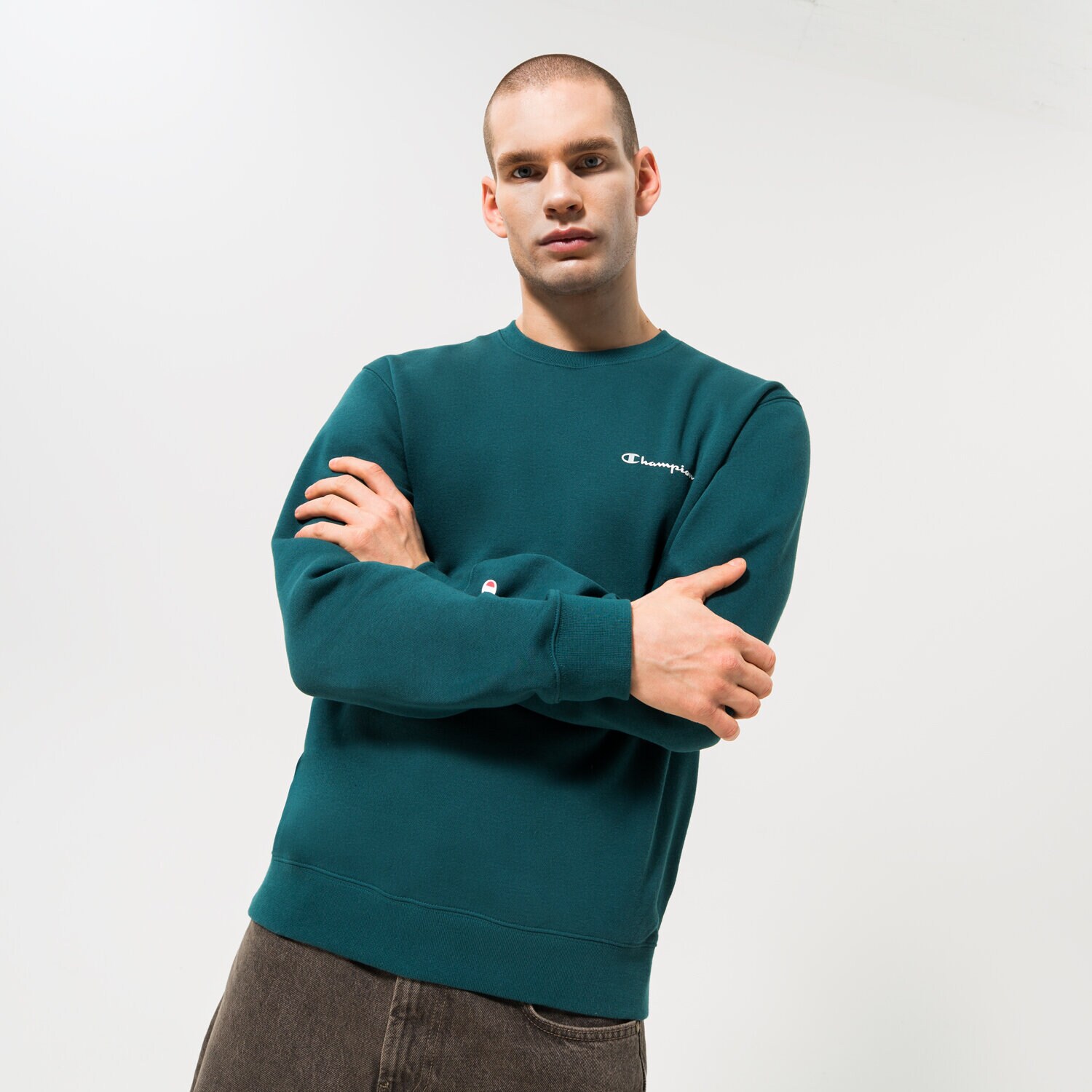 Bluza męska CHAMPION BLUZA CREWNECK SWEATSHIRT 218288GS549 ZIELONY