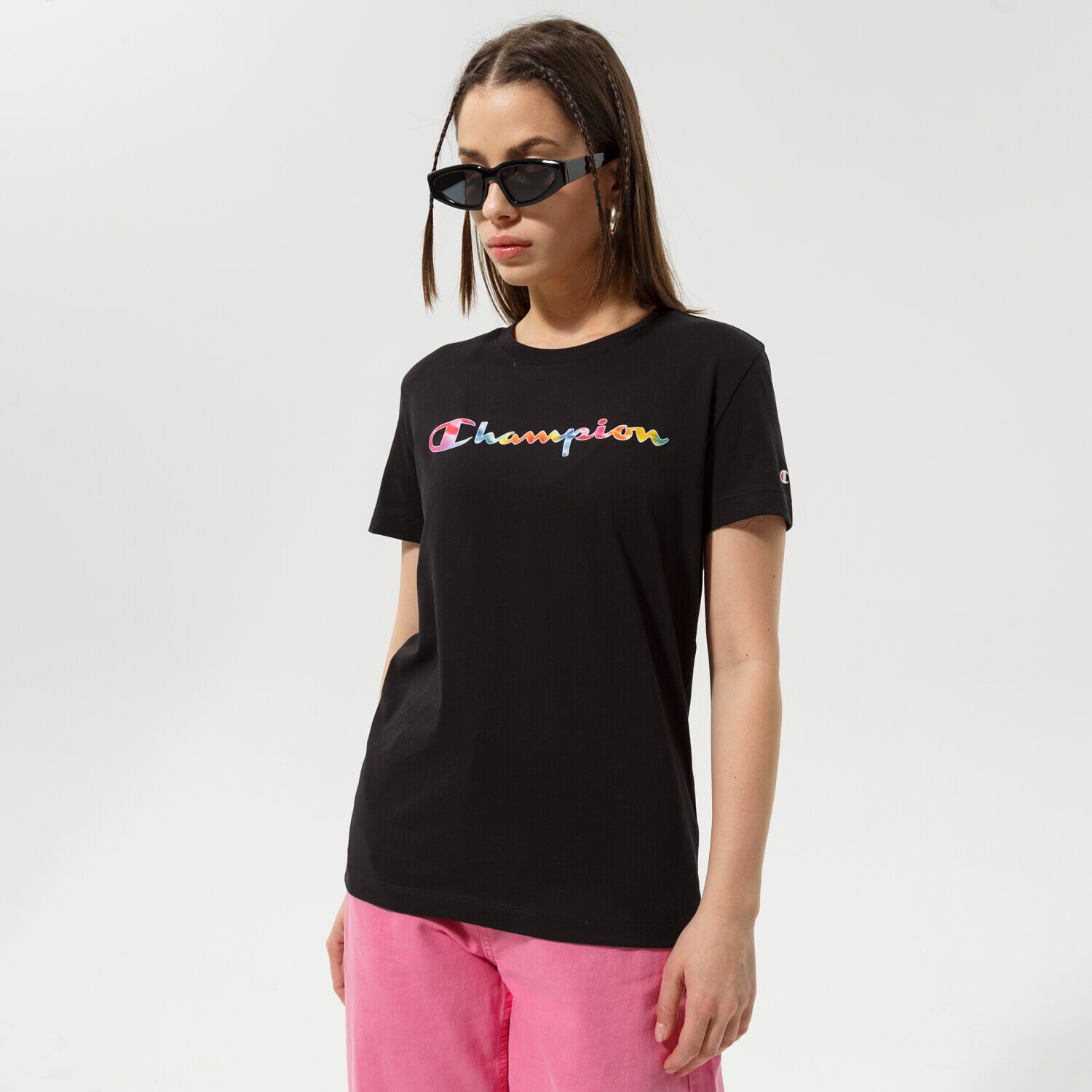 Koszulka, t-shirt damski CHAMPION T-SHIRT CREWNECK T-SHIRT 114991KK001 CZARNY